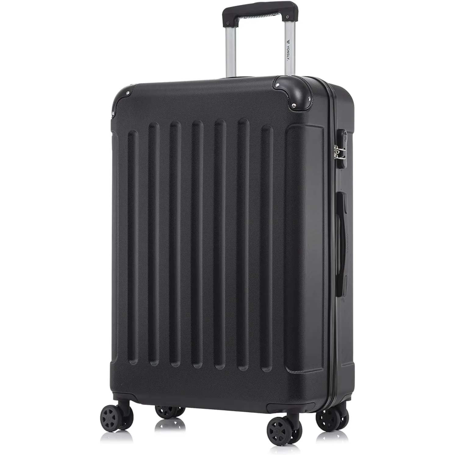 Koffer Suitcase XL Schwarz, Trolley Reisekoffer, Rollkoffer Handgepäck mit 4 Rollen 360°, Hartschalenreisekoffer, Zahle…