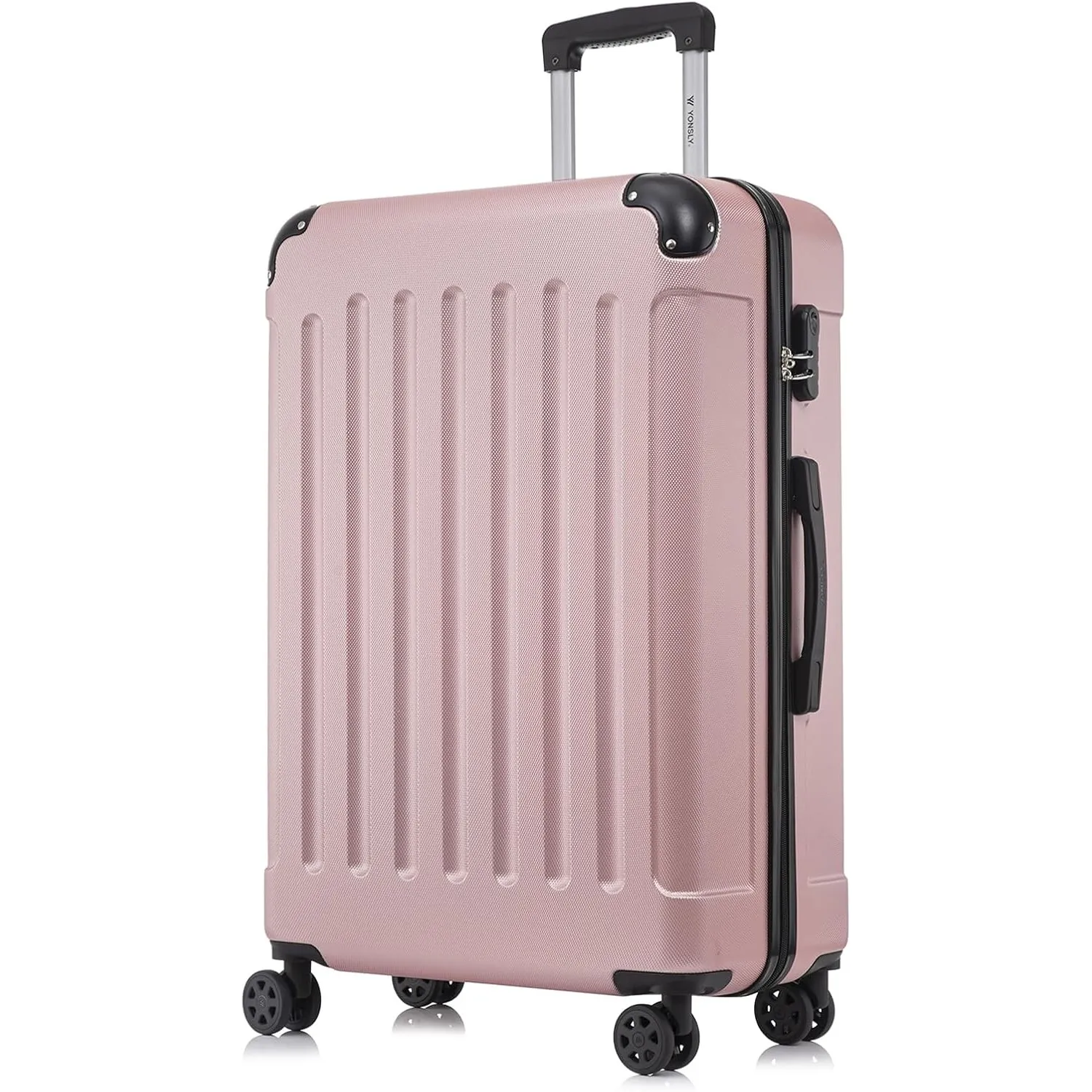 Koffer Suitcase XL Roségold, Trolley Reisekoffer, Rollkoffer Handgepäck mit 4 Rollen 360°, Hartschalenreisekoffer, Zahl…