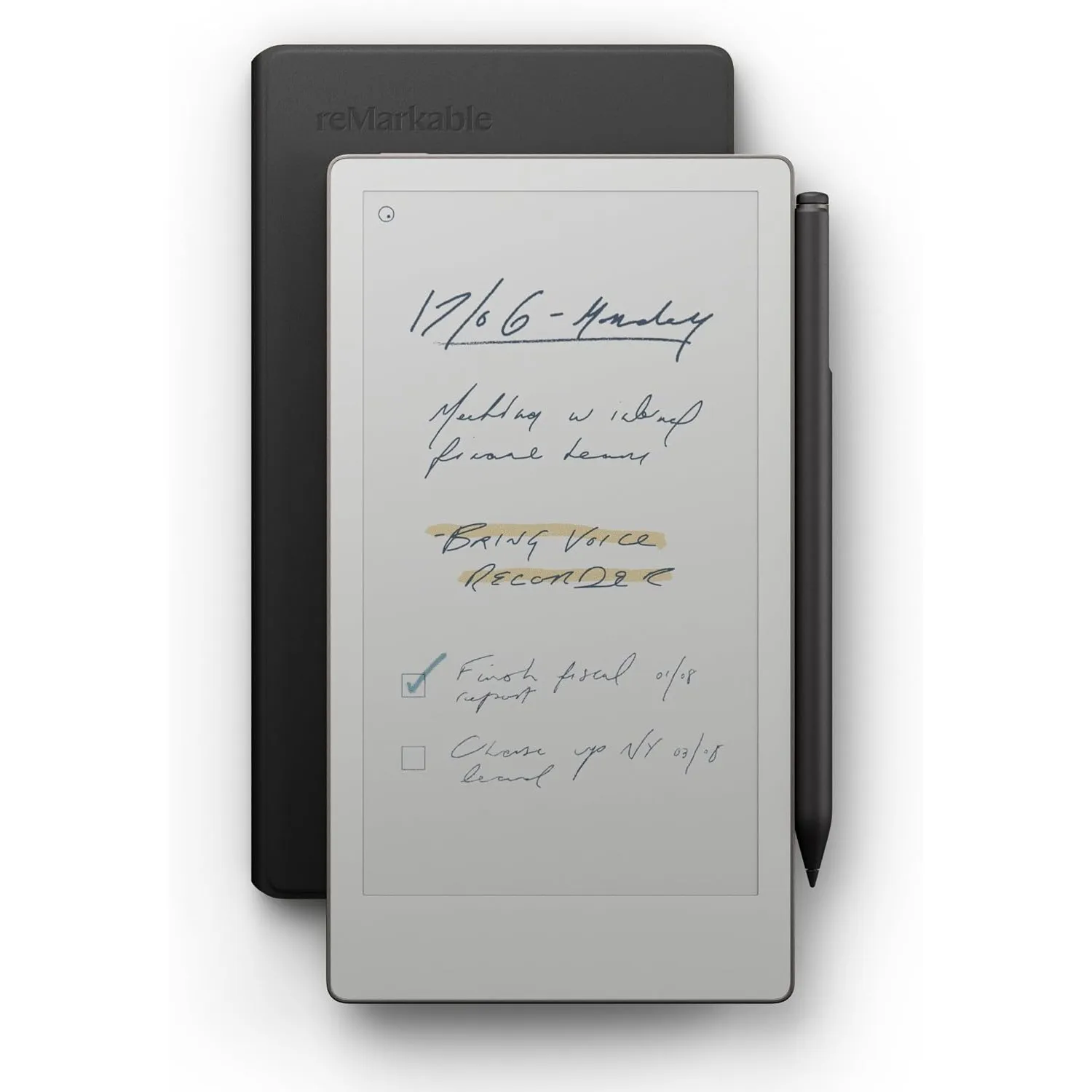 Remarkable Paper Pro Move mit Marker Plus und Book Folio – Schwarzes Leder
