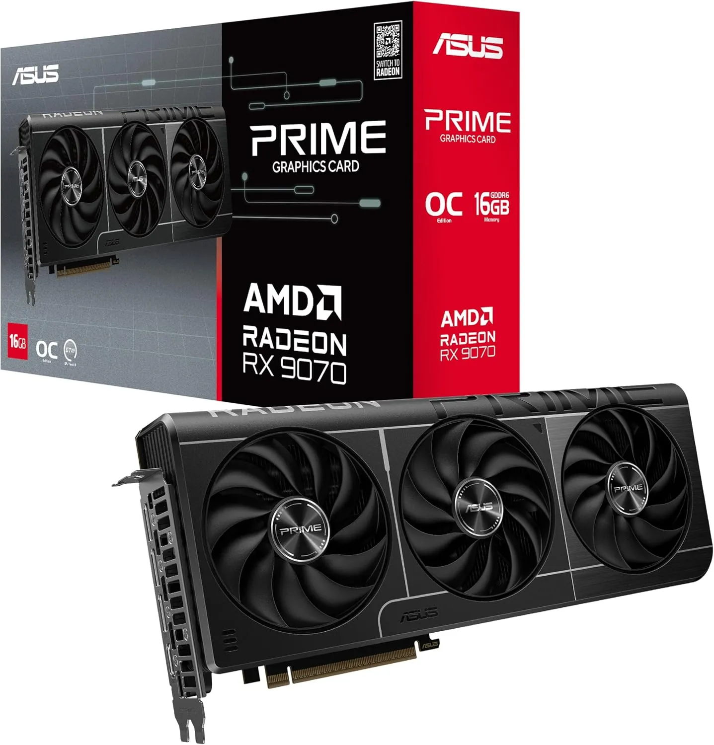 ASUS Prime Radeon RX 9070 OC Edition 16GB GDDR6 EVO Gaming Grafikkarte (AMD Radeon RX9070, PCIe 5.0, 1x HDMI 2.1b, 3X D…