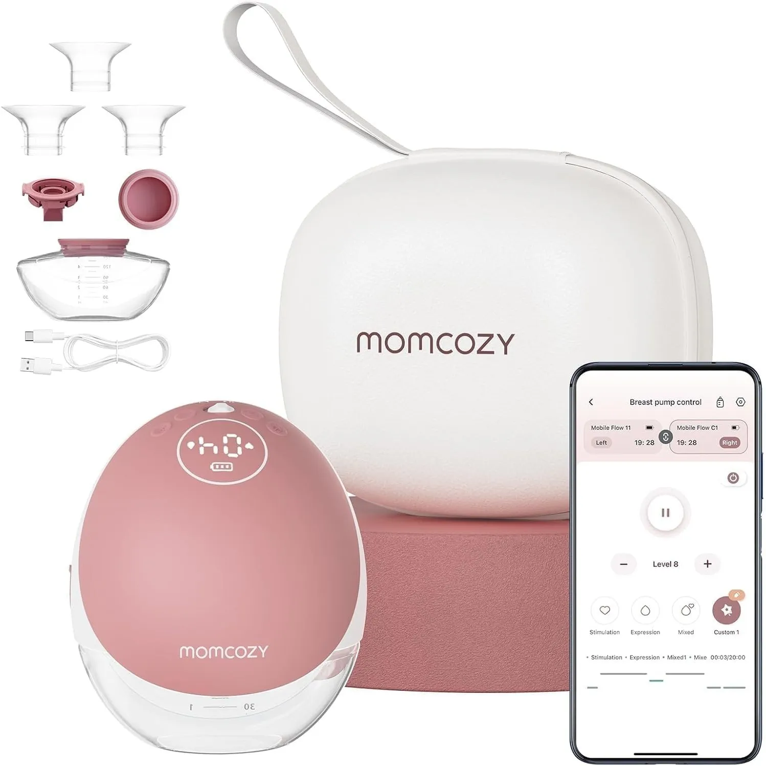 Momcozy Freihändige Milchpumpe Mobile Flow | M9 Upgrade, Elektrisch & App-Steuerung, Personalisierte Multi-Modi & 15 St…