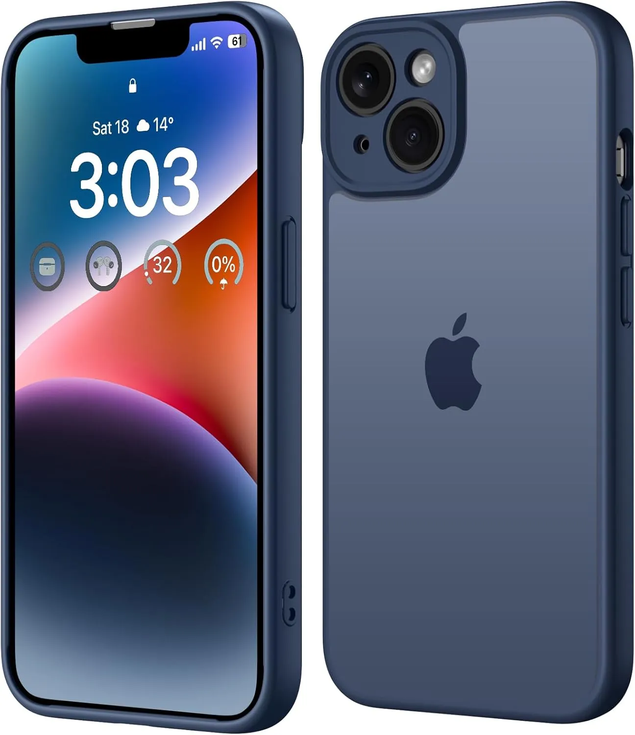ORDA für iPhone 14 Hülle 6,1 Zoll, Vollständiger Kameraschutz Stoßfest Kratzfest Transluzente Rückseite Schutzhülle, An…