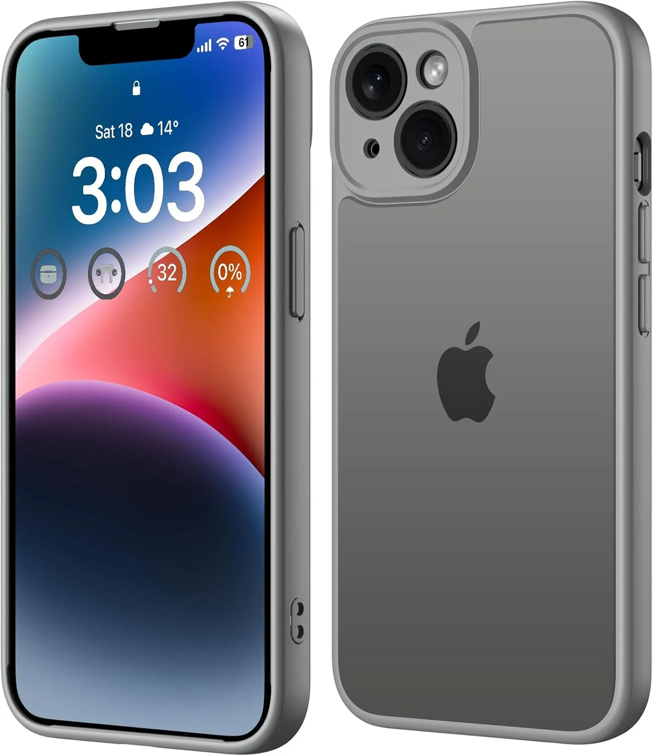ORDA für iPhone 14 Hülle 6,1 Zoll, Vollständiger Kameraschutz Stoßfest Kratzfest Transluzente Rückseite Schutzhülle, An…