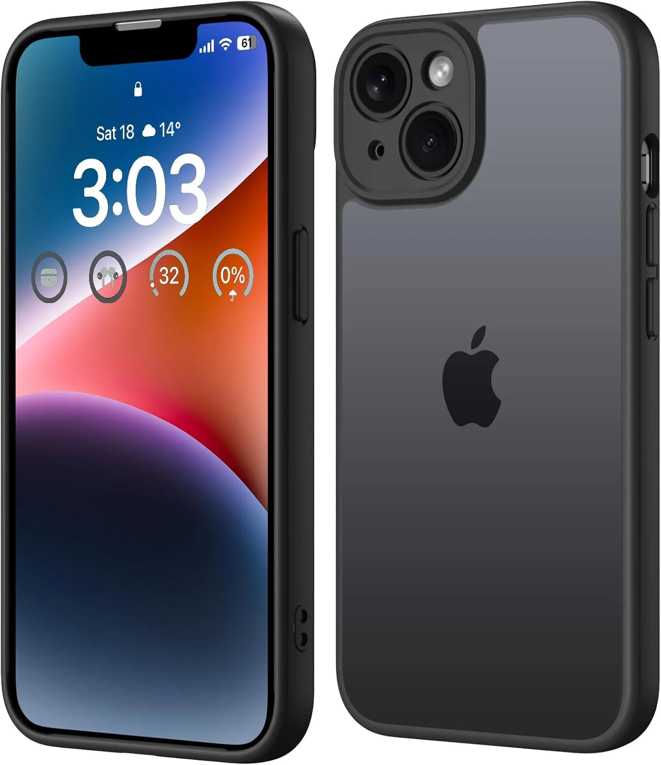 ORDA Case for iPhone 14 6.1 Inch, Full Camera Protection, Shockproof, Scratch-Resistant, Translucent Back Protective Ca…