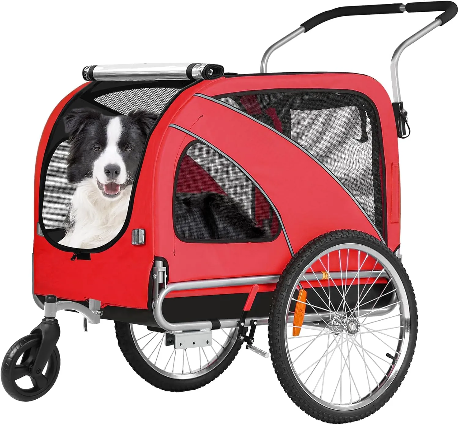 XL Hundeanhänger Fahrrad & Jogger 2-in-1 mit Handbremse und Reflektoren, stabiles 600D Oxford-Gewebe, Hundetransporter …