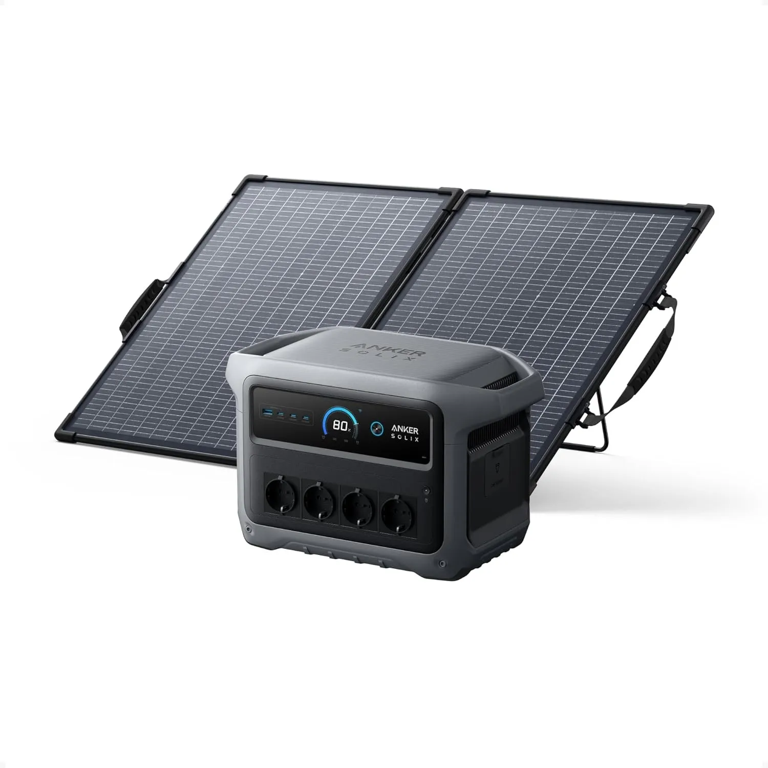 Anker SOLIX C1000 Gen 2 Tragbare Powerstation mit 100W Solarpanel, Camping
