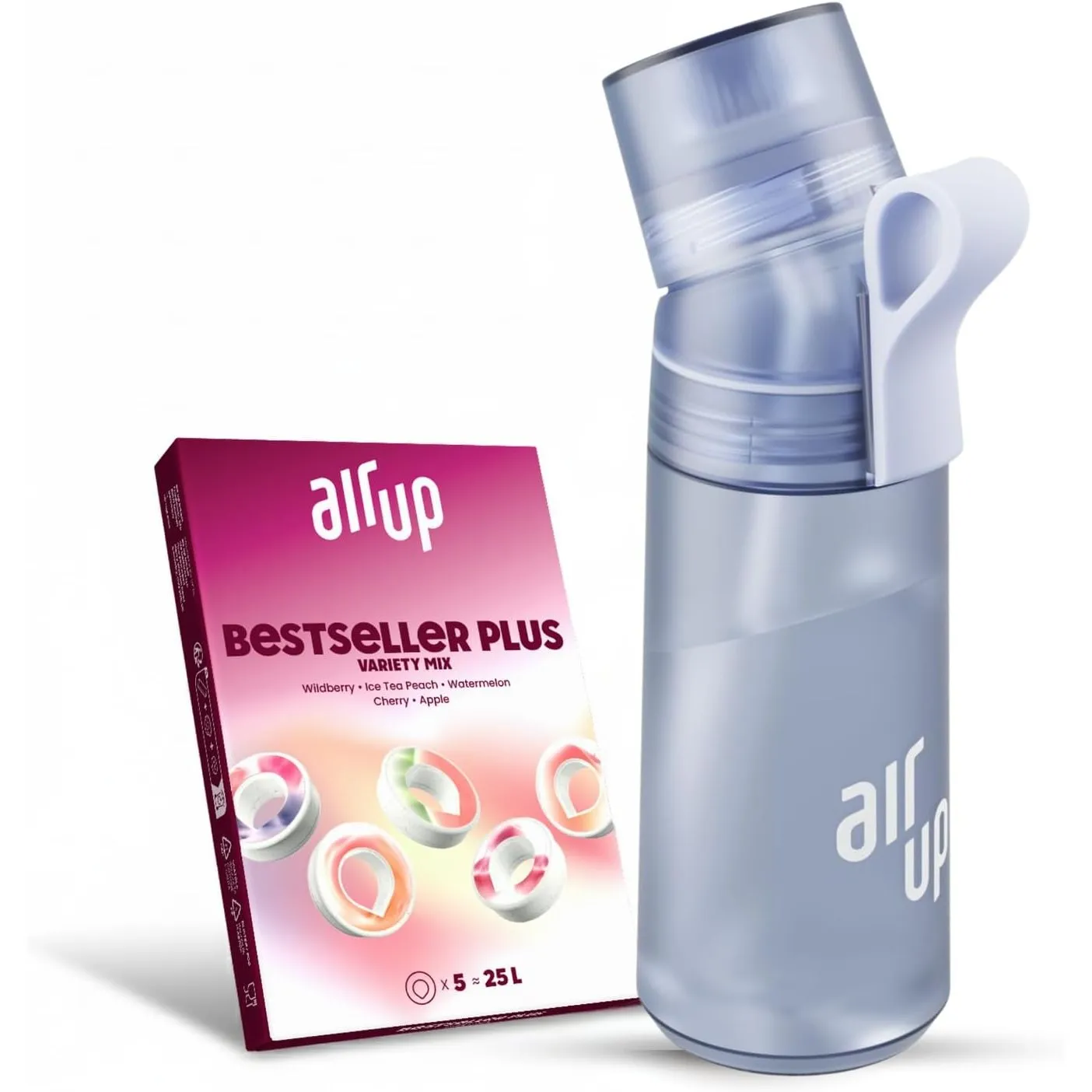 air up Flasche Twist Pro Starter Set Original, inkl Pods in 5 Geschmacksrichtungen I 600ml Trinkflasche mit Geschmack, …