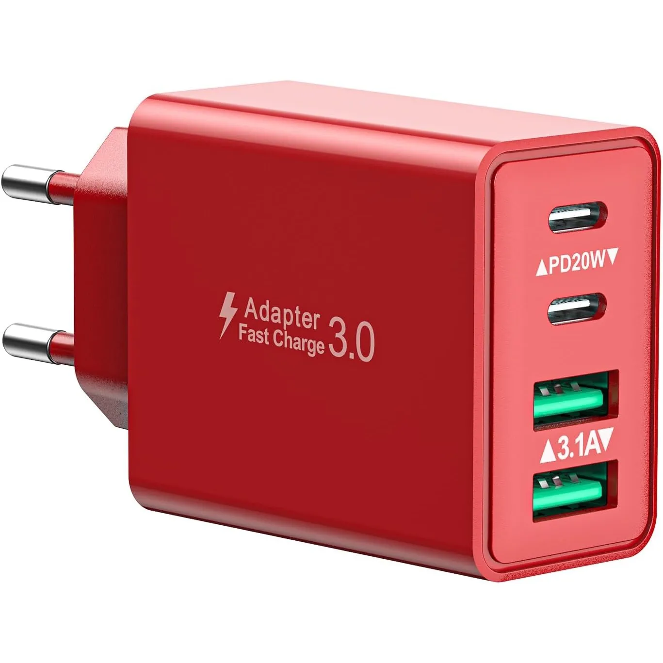 USB C Ladegerät, 40W 4-Ports USBC Stecker Mehrfach Schnellladegerät USB Ladestecker mit PD Adapter+QC Ladegerät für iPh…
