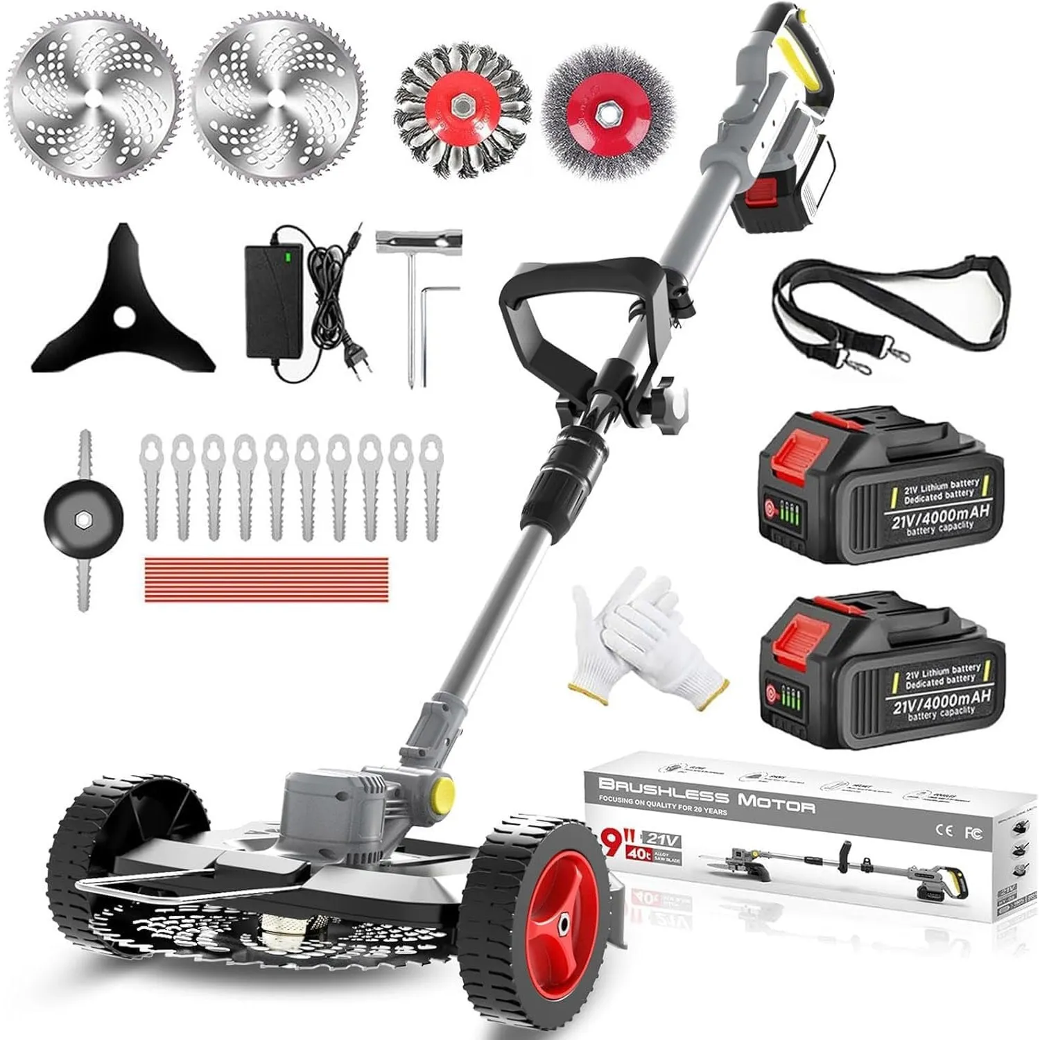 Rasentrimmer Mit Akku 21V,Akku Rasentrimmer für Makita-Akkus,Akku Freischneider mit 2 * 4.0Ah Akkus,750W Rasentrimmer M…