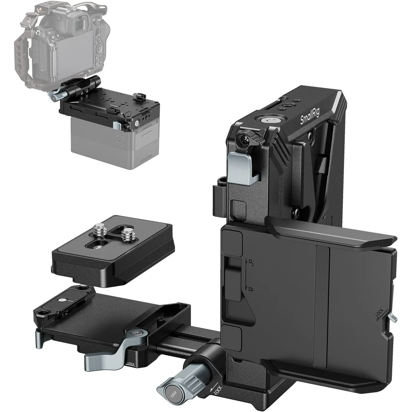 SMALLRIG V Mount Akkuplatte Kit, QR-Platte für Arca, LCD-Bildschirmschutz und Kabelclips, D-Tap USB-C-Versorgung, All-i…