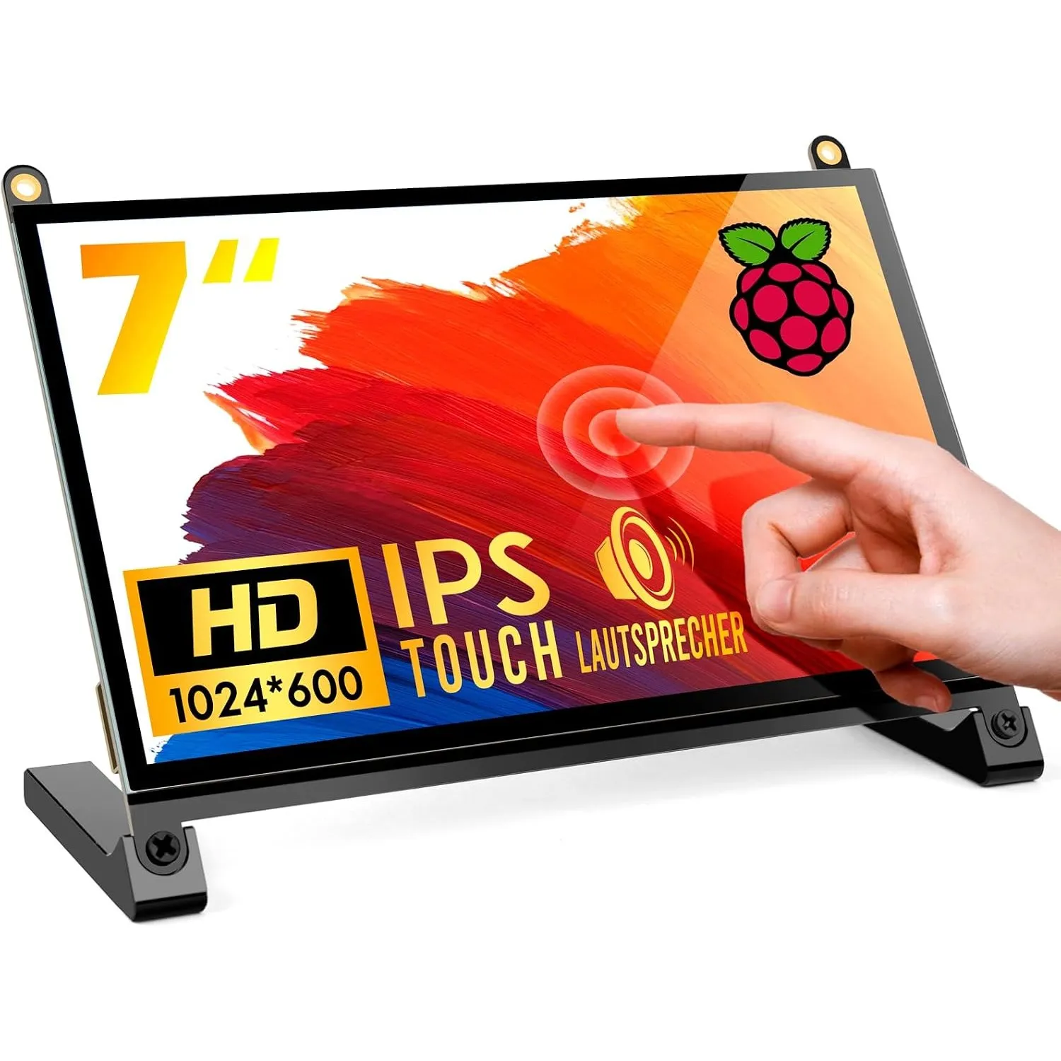 ROADOM 7" Touchscreen Monitor, 1024x600 IPS für Raspberry Pi, HDMI