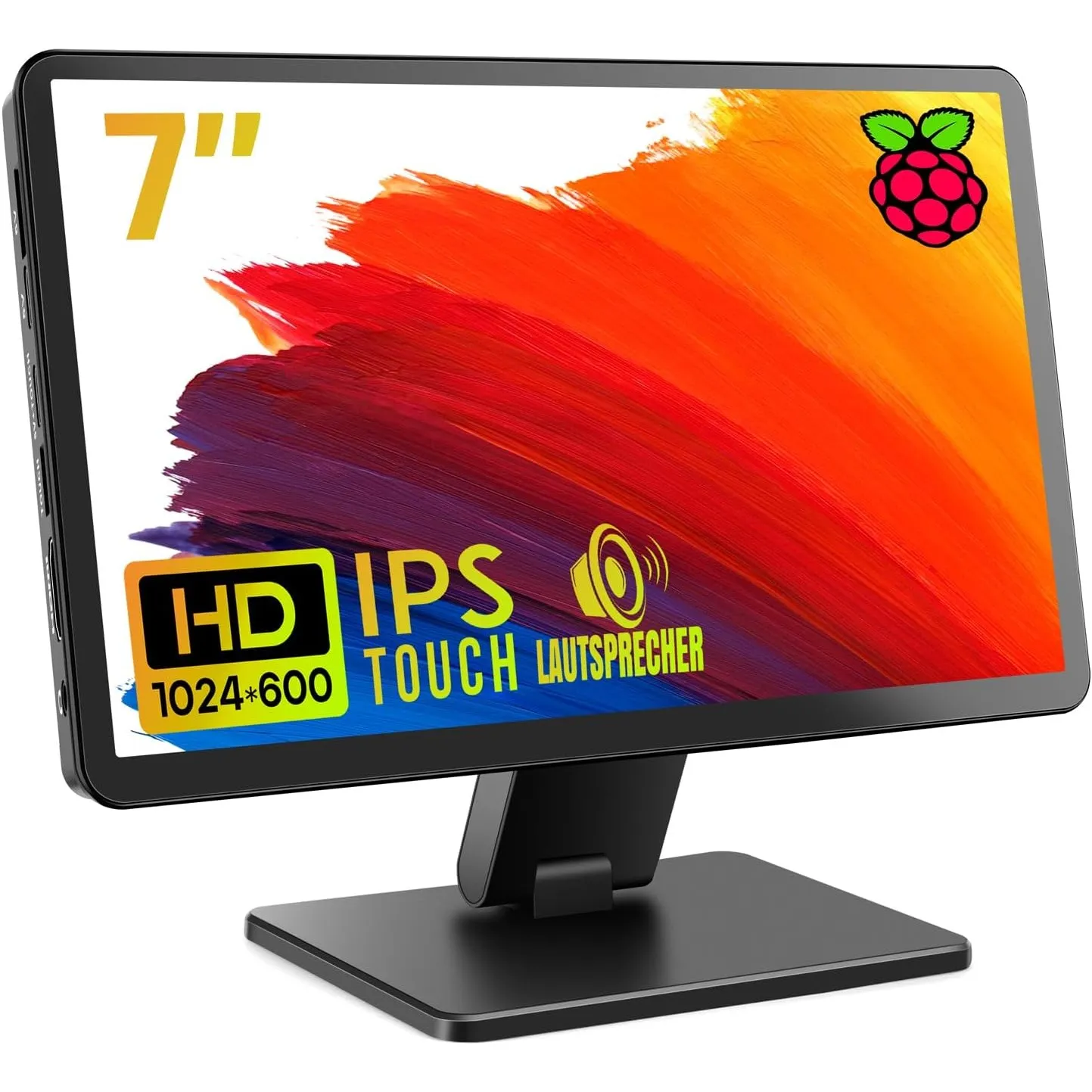 ROADOM 7" Touchscreen Monitor, 1024x600 IPS für Raspberry Pi, HDMI