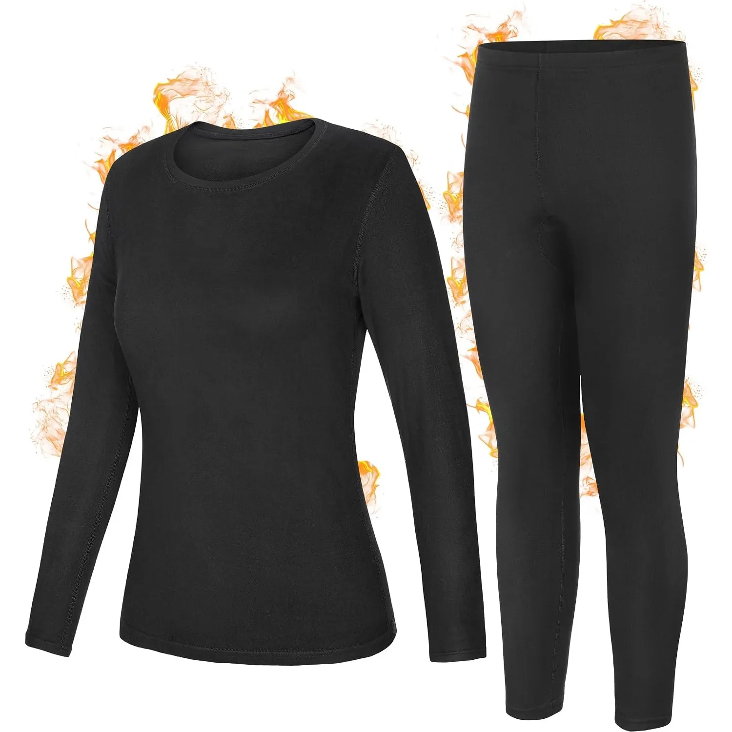 Thermounterwäsche Damen Set, Skiunterwäsche Winter mit Innenfleece