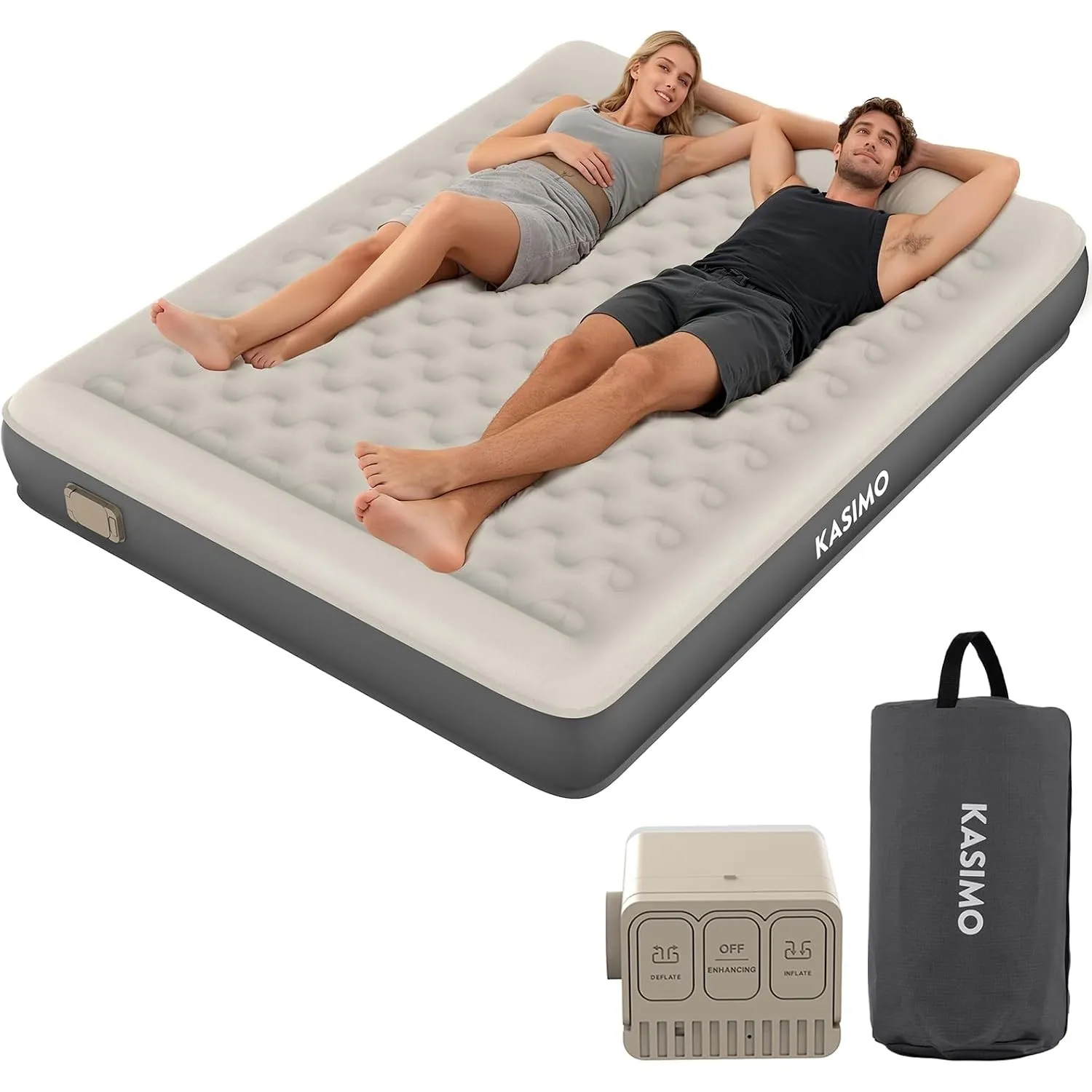 KASIMO TPU Luftmatratze selbstaufblasend, Luftbett 2 Personen, Gästebett mit integrierter Elektrischer Pumpe, aufblasba…