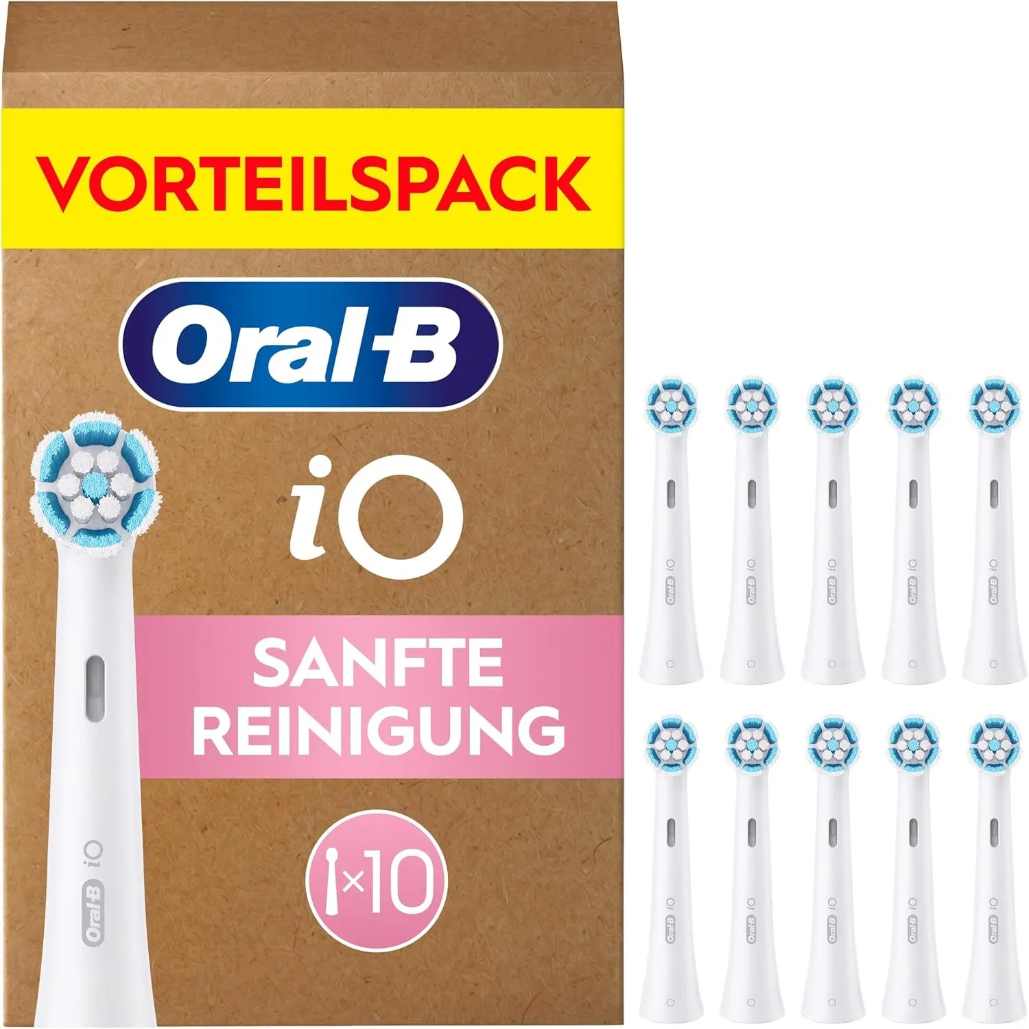 Oral-B iO Aufsteckbürsten Sanfte Reinigung, Weiß, 10 Stück