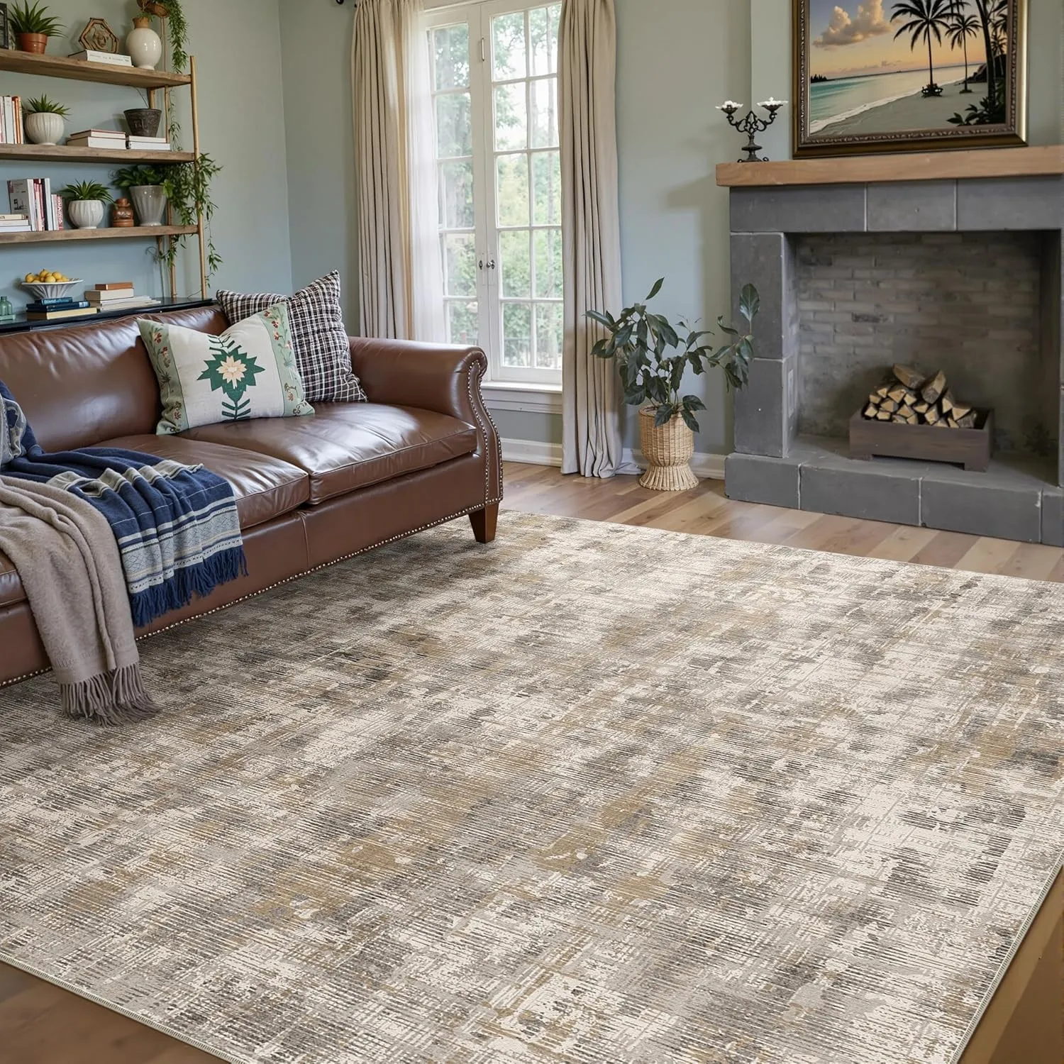PureCozy Braun Teppich Wohnzimmer 200x300cm Waschbar Kurzflor | Waschbar Boho Teppich,Rutschfest, Weich, Kurzflorig, fü…