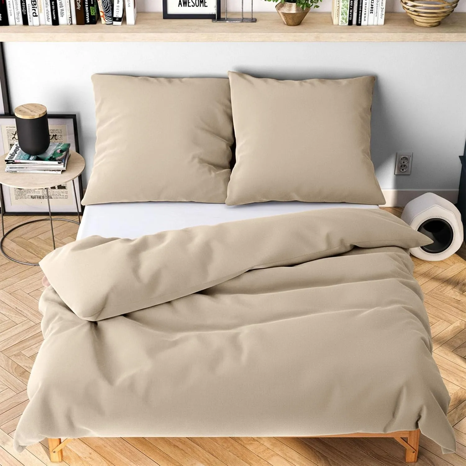 Wolkenfeld Bettwäsche 135x200 4teilig – Beige - kuschlig weich & bügelfrei – ÖKO-TEX Zertifiziert – Mikrofaser Bettwäsc…