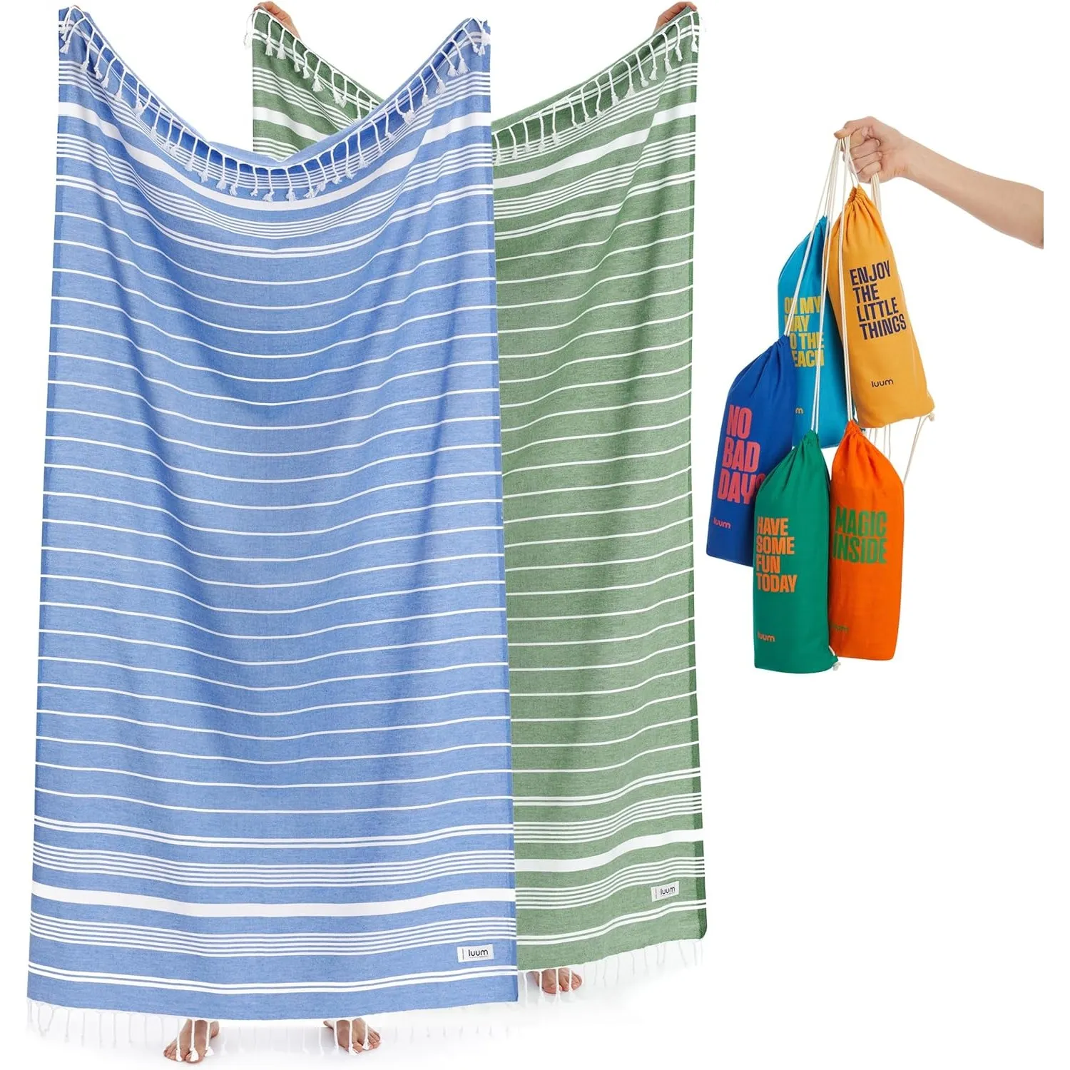 Luum Hamamtuch Strandtuch Saunahandtuch Strandhandtuch Saunatuch Badetuch Reisehandtuch, Campinghandtuch, 2er Set, Dame…
