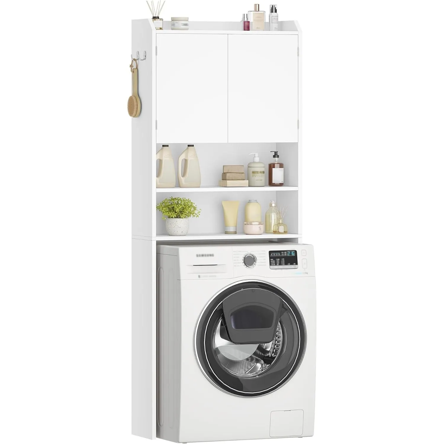 Hzuaneri Waschmaschinenschrank, Waschmaschinenregal, mit 2 Türen