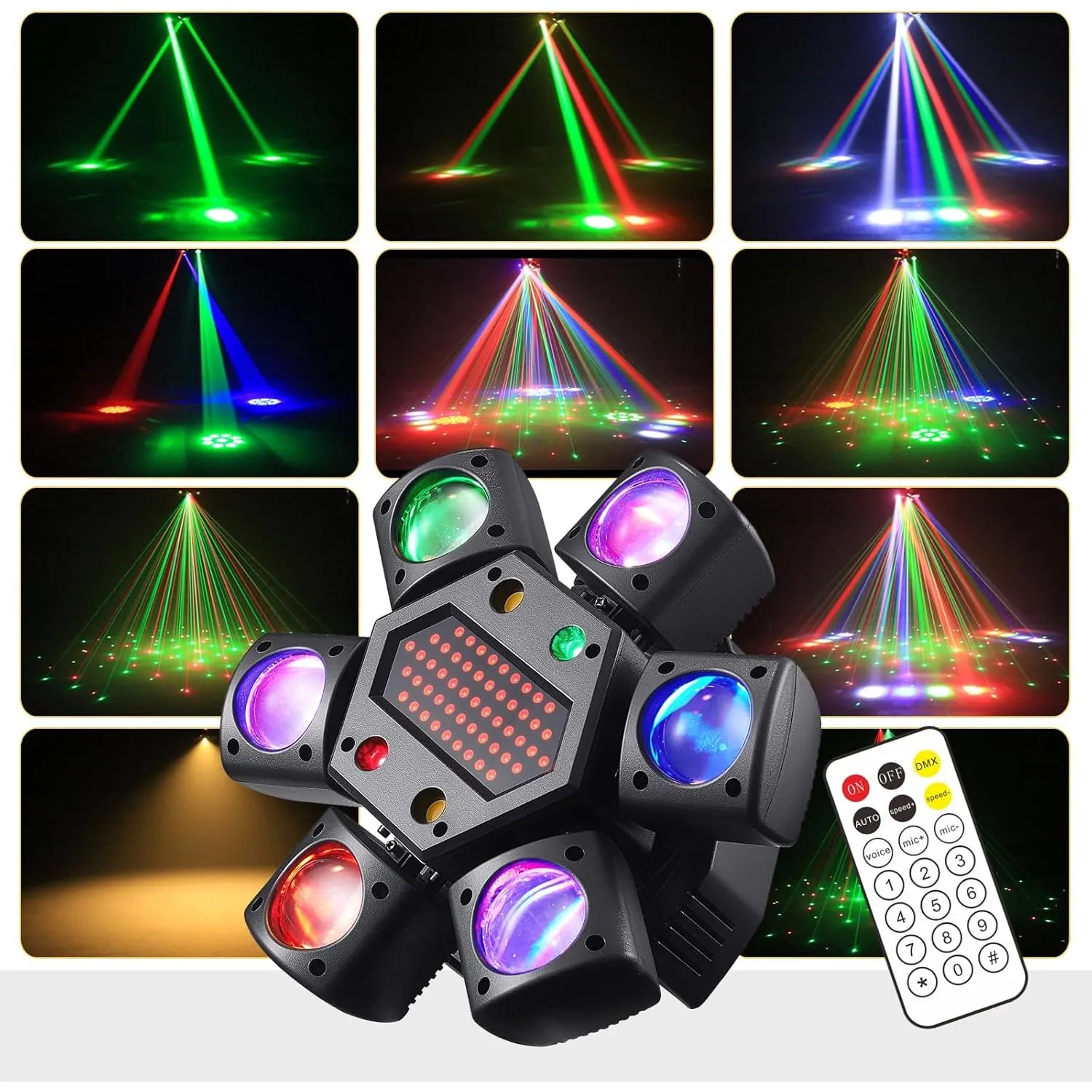Moving Head Discolicht Partylicht, DMX 512 Effektstrahler,XJG06 LED RGB Licht DJ Projektor Musikgesteuert DJ Disco Lich…