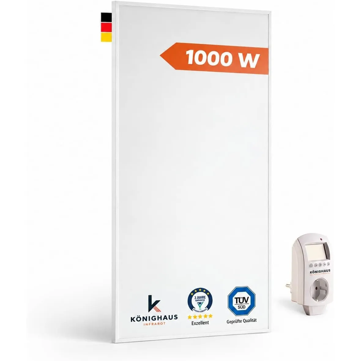 Könighaus Infrarotheizung 1000 W - Smart Thermostat - Eco-Modell - 14-26 m²