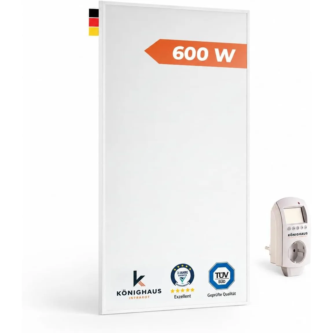 Könighaus Infrarotheizung 600 W - Smart Thermostat - 8-16 m²