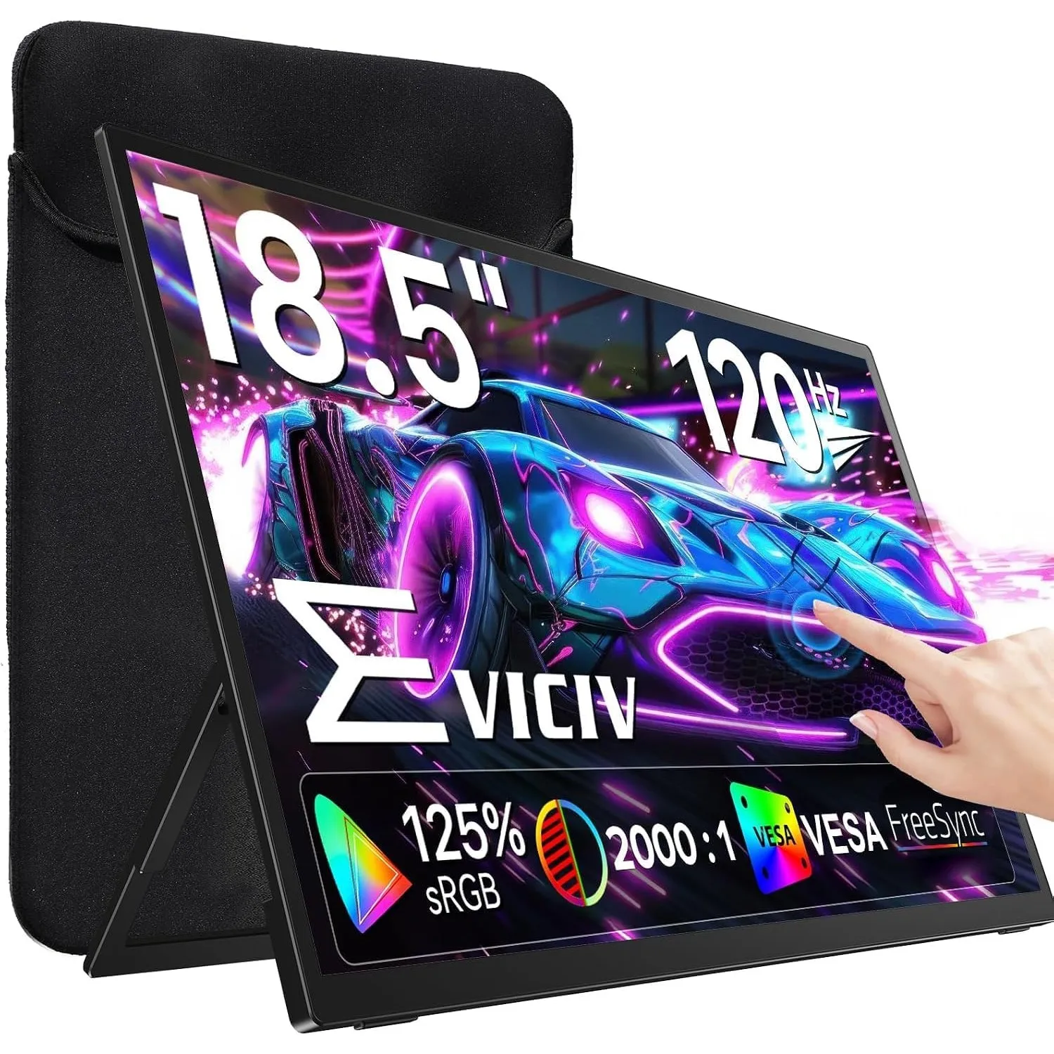 EVICIV Portable Monitor Touchscreen 18,5 Zoll 120Hz 1080P 125% sRGB 2000:1