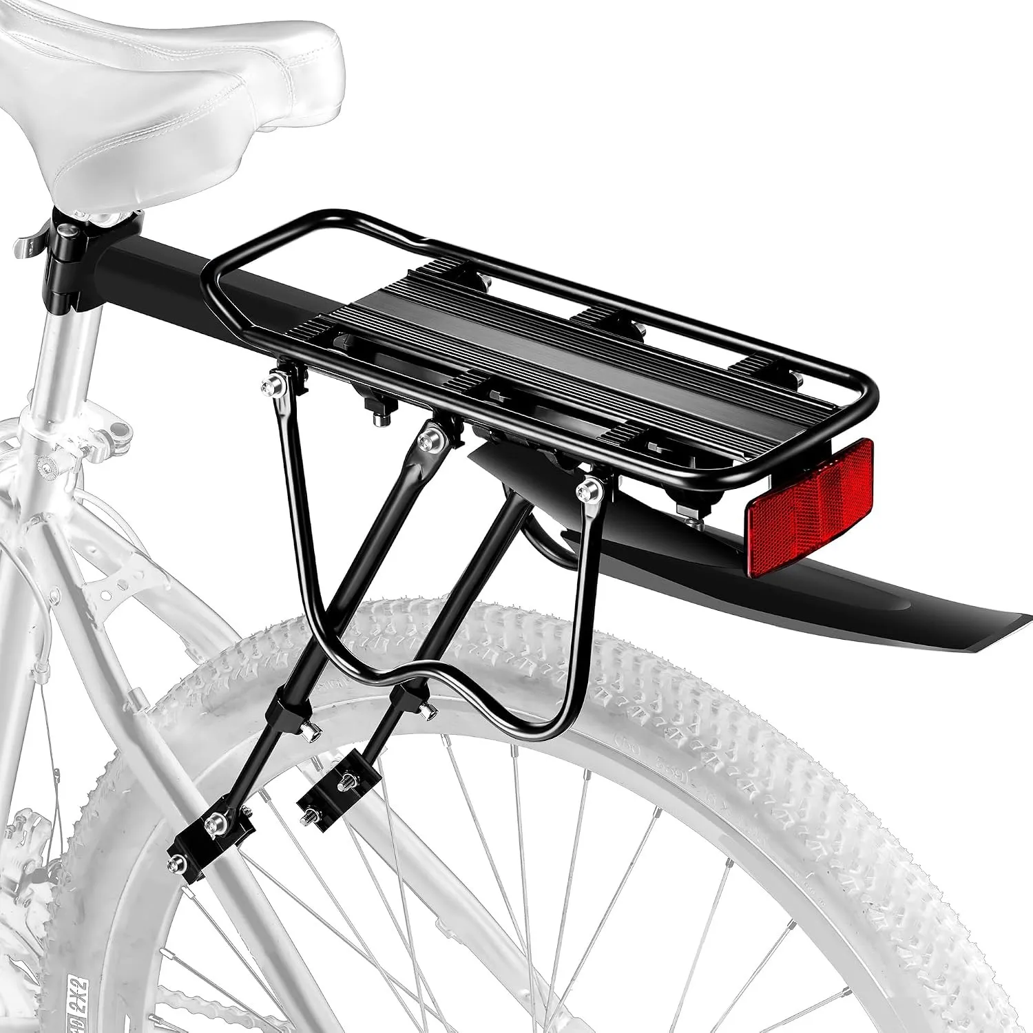Fahrrad Gepäckträger Set [24-29 Zoll ]- 50KG Tragfähigkeit Fahrrad Gepäckträger Hinten mit Schutzblech und großem Refle…