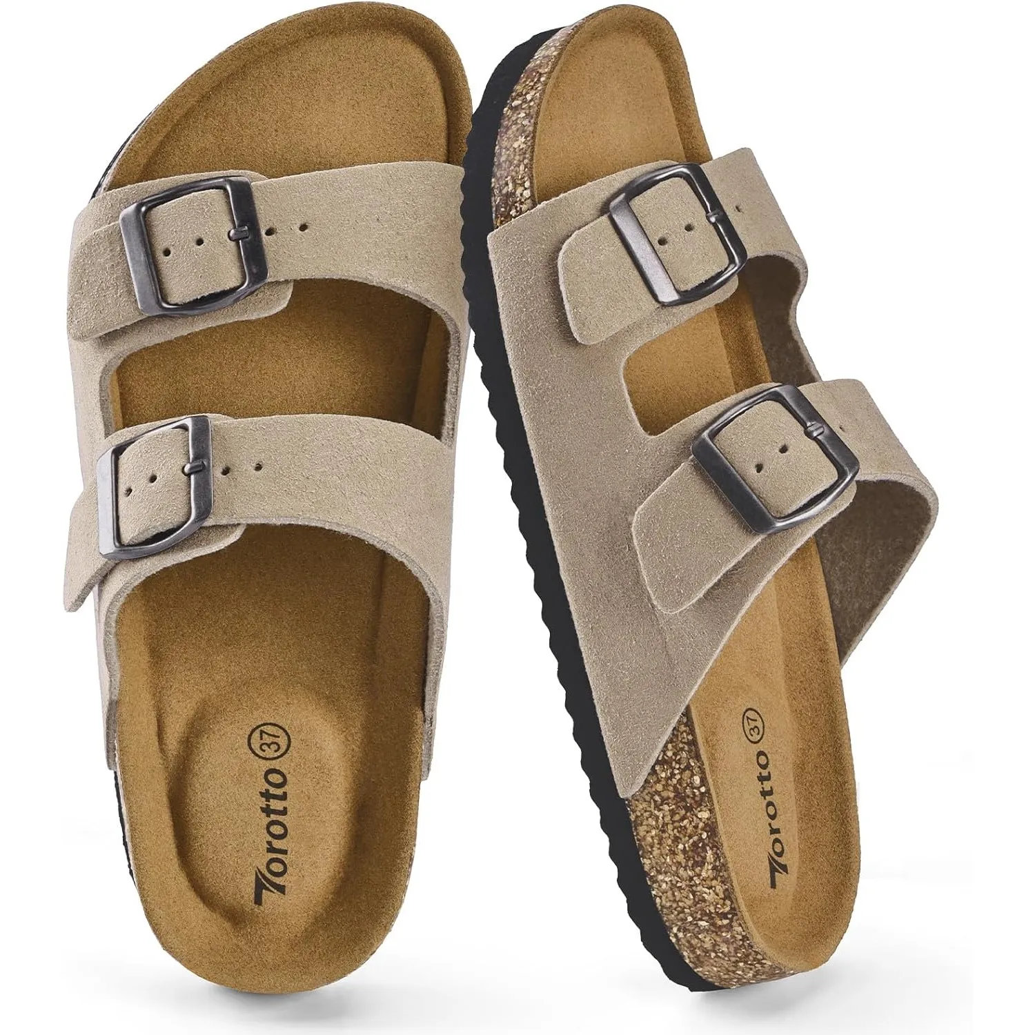 Torotto Damen Pantoletten Sandalen Leder Erwachsene Clogs Hausschuhe Arbeitsschuhe Bequeme Classic