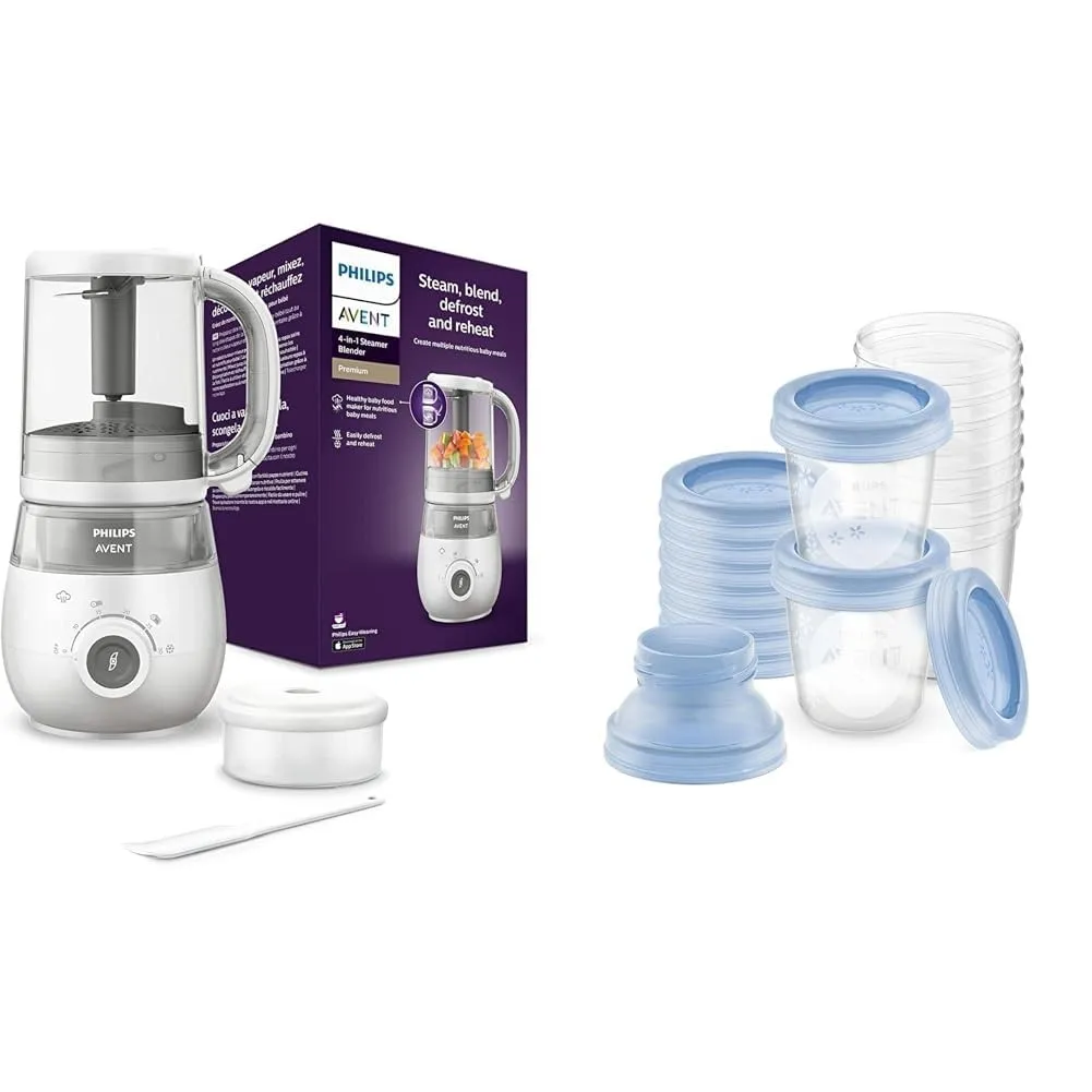 Set aus AVENT 4-in-1 Dampfgarer mit Mixer Premium, Babynahrungszubereiter, spülmaschinenfest, Modell SCF883/01 + Philip…