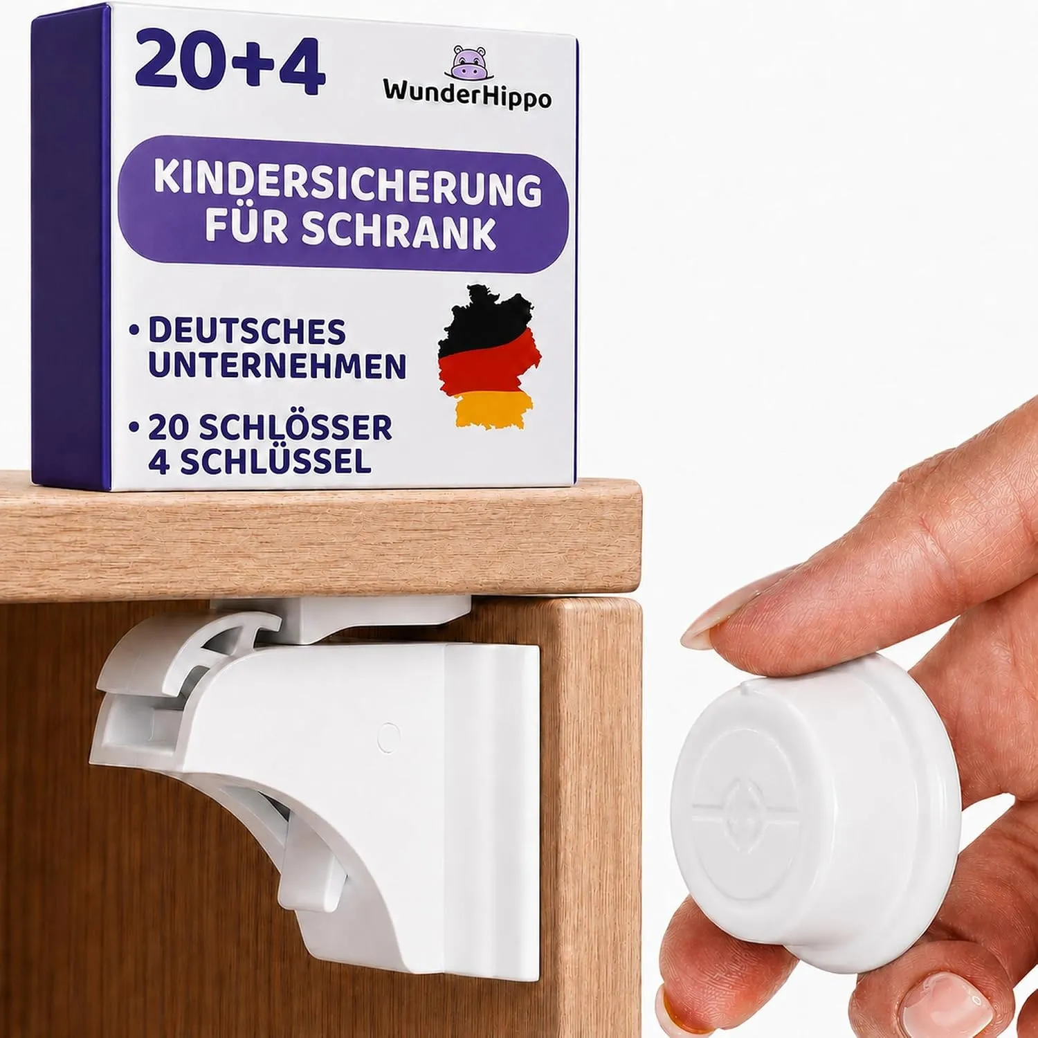 Magnetische Kindersicherung 20 Schlösser + 4 Schlüssel – Unsichtbarer Magnetverschluss – Schranksicherung & Schubladens…