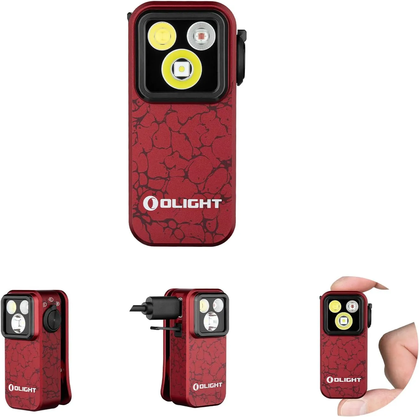 OLIGHT Oclip Pro Mini LED Taschenlampe mit Flutlicht, fokussiertes Licht und Rotlicht,500 LM helle USB-C wiederaufladba…