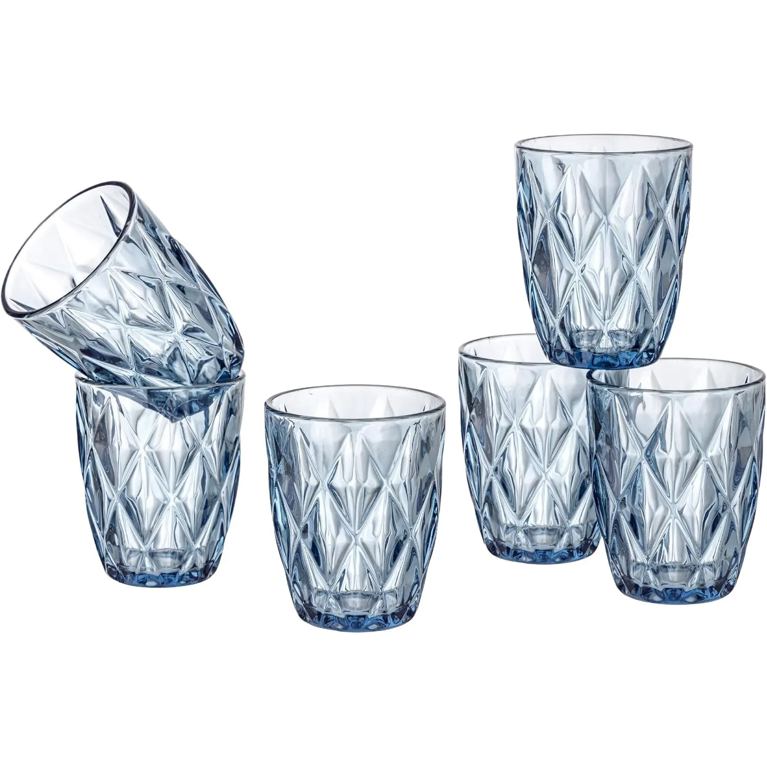 Baroni Home Set mit 6 Gläsern aus farbigem Glas mit Diamantprägung, 30 cl, elegante Wassergläser, spülmaschinenfest, 8 …