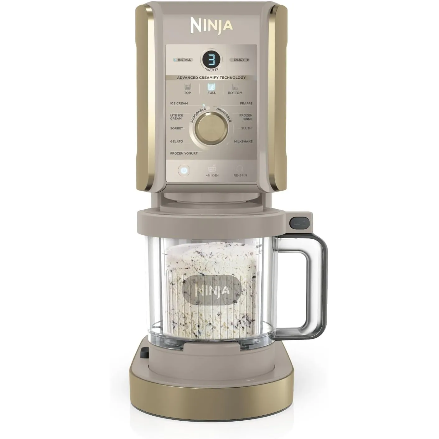 Ninja CREAMi Deluxe Eismaschine, 2 Behälter, 10 Funktionen, Stone Gold