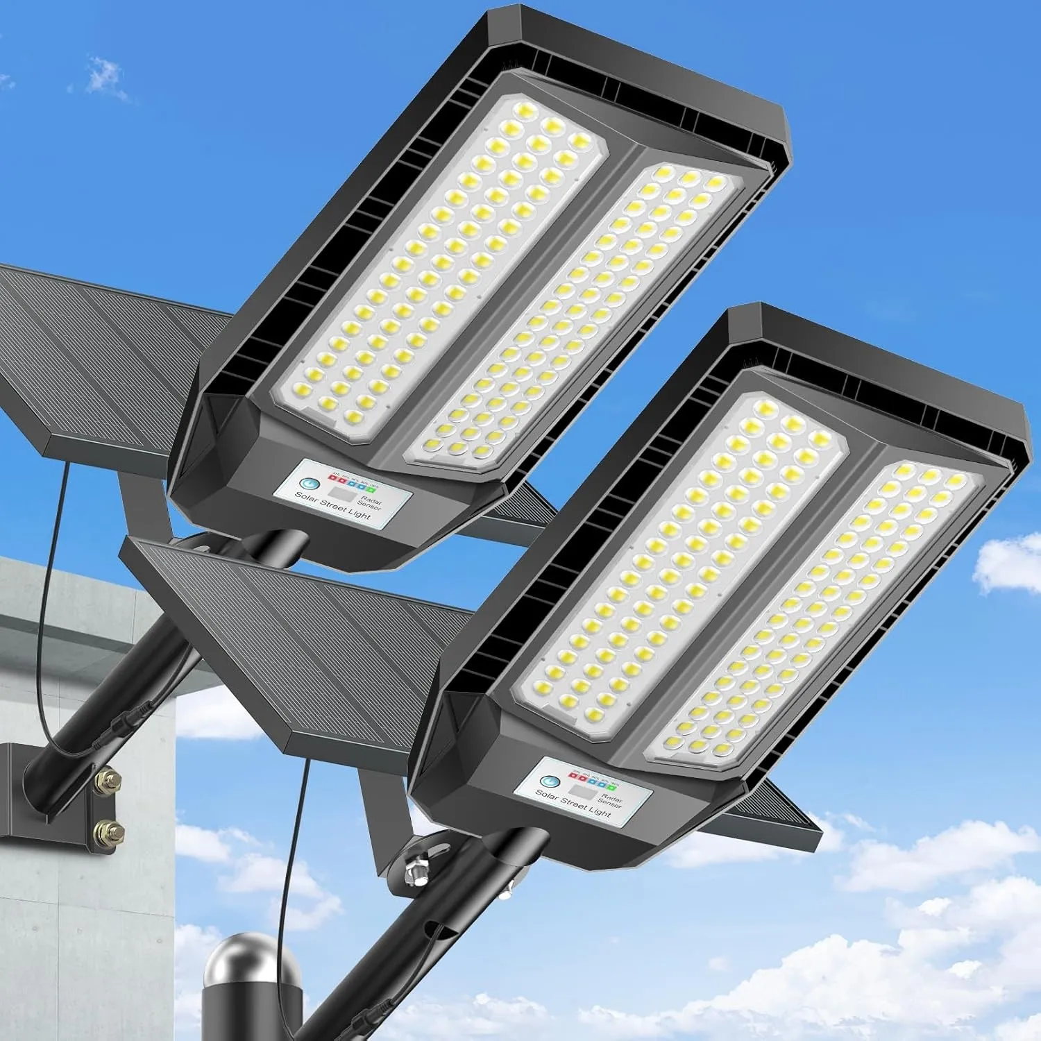Adewalk 1200W*2 Stk. Solar Straßenlaterne mit Fernbedienung, IP66 Wasserdichte Solarlampen für Außen mit Bewegungssenso…