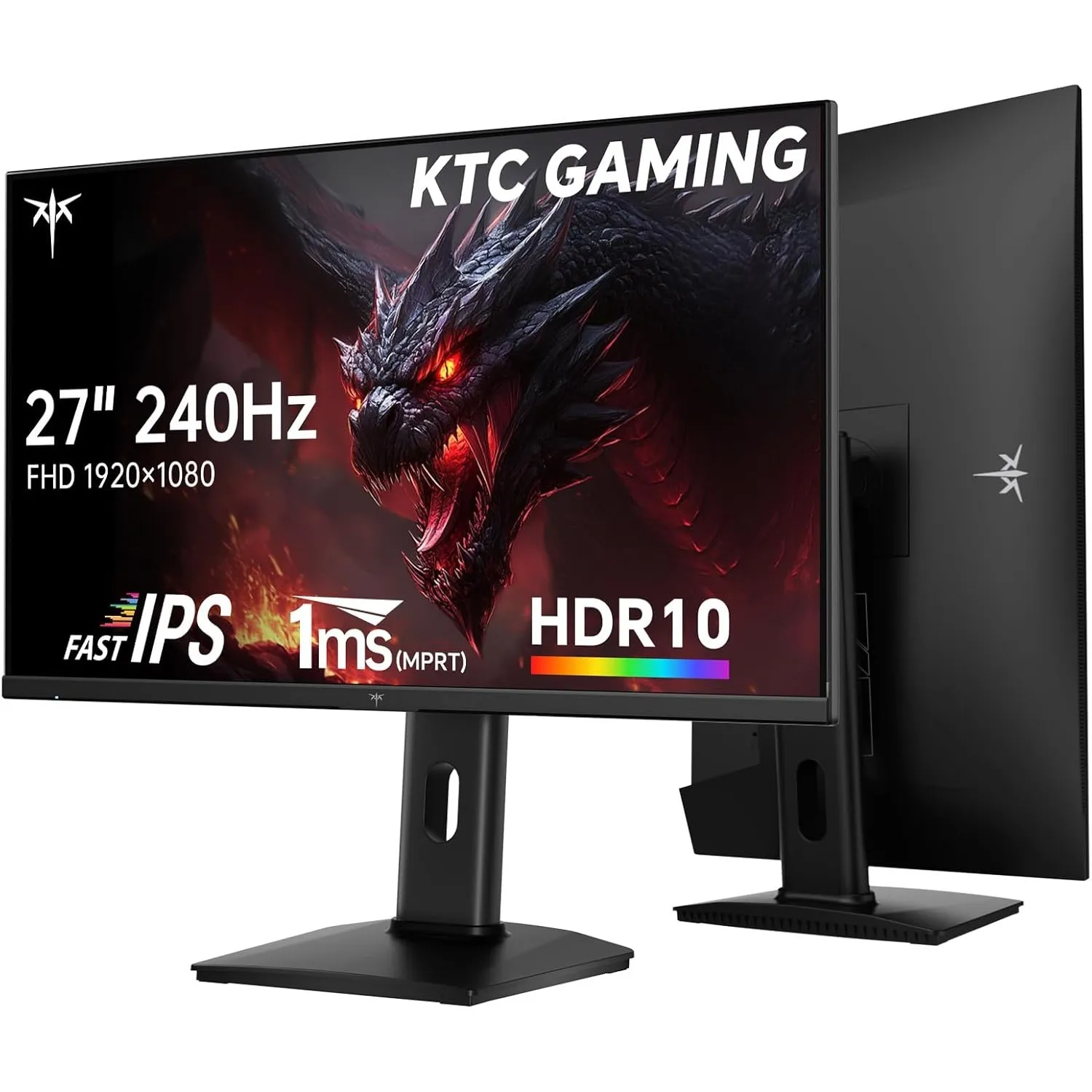 KTC 27 Zoll Gaming Monitor, FHD 1920×1080, 240Hz, Fast IPS, 1ms MPRT, Adaptive Sync, HDR10, 350 cd/m², 99% sRGB, 97% DC…