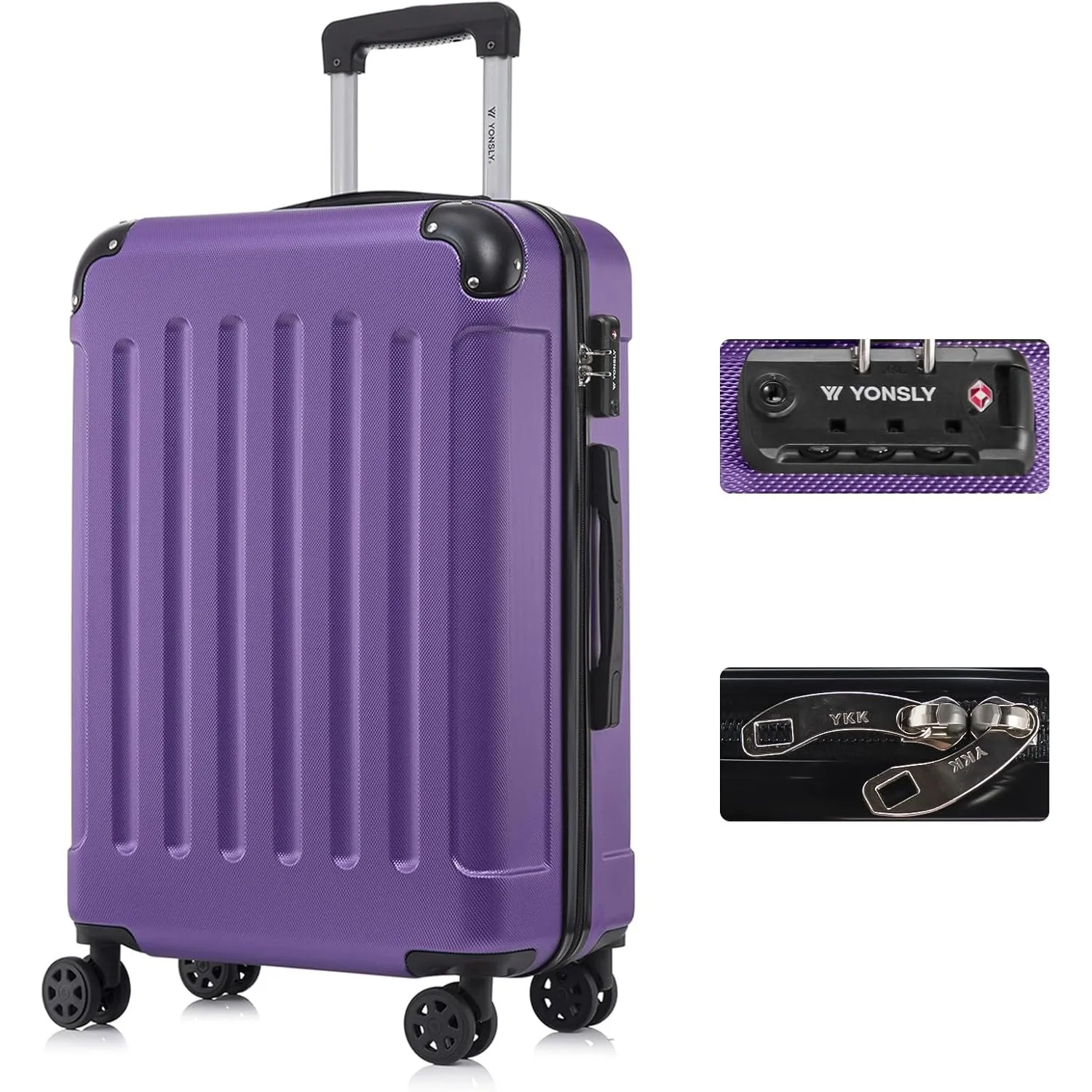 Premium Reisekoffer TSA-Schloss,YKK-Reißverschluss Hartschalen-Koffer Trolley Rollkoffer Suitcase Handgepäck 4 Rollen (…