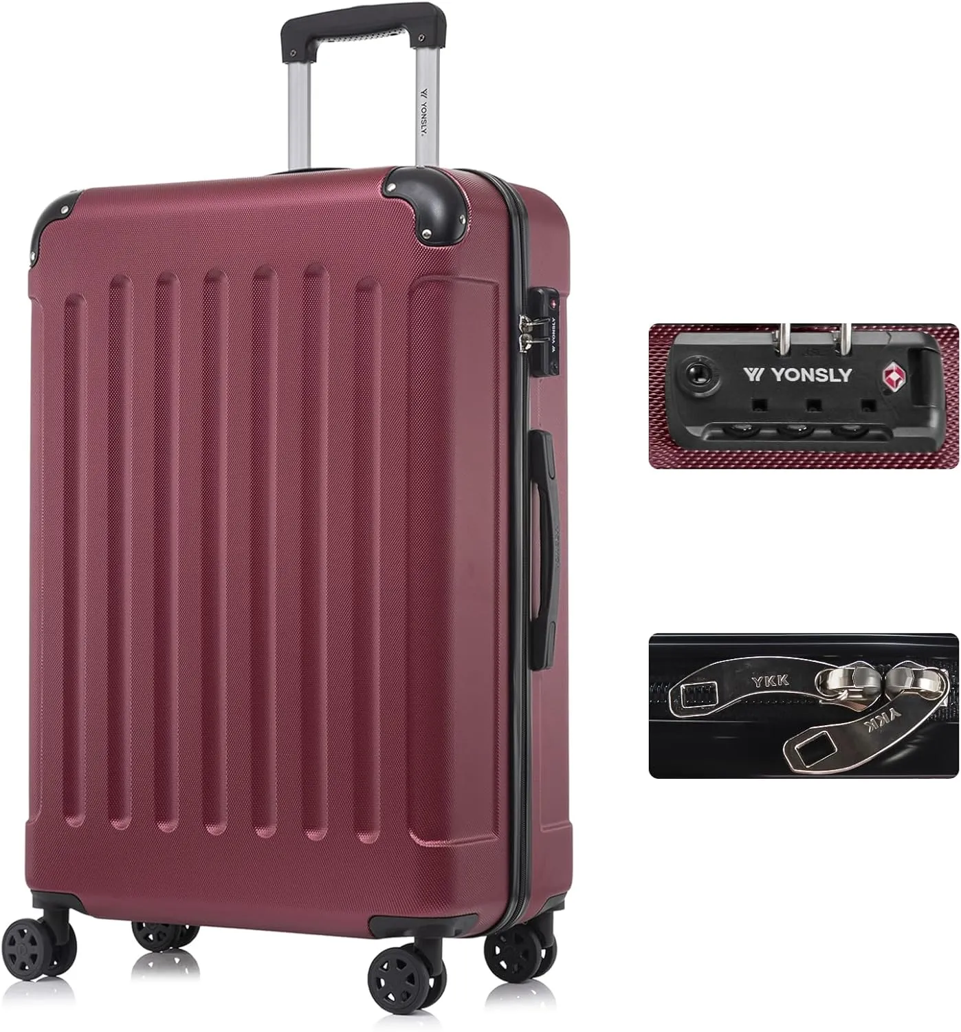 Premium Reisekoffer TSA-Schloss,YKK-Reißverschluss Hartschalen-Koffer Trolley Rollkoffer Suitcase Handgepäck 4 Rollen (…