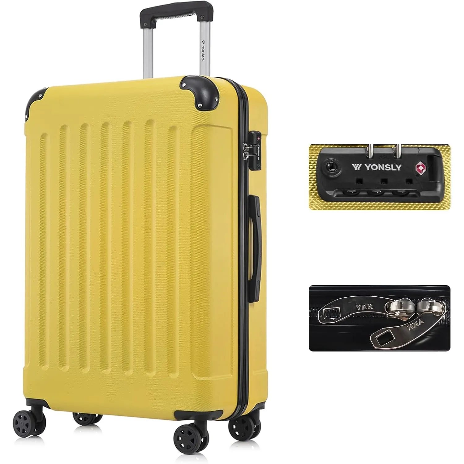 Premium Reisekoffer TSA-Schloss,YKK-Reißverschluss Hartschalen-Koffer Trolley Rollkoffer Suitcase Handgepäck 4 Rollen (…