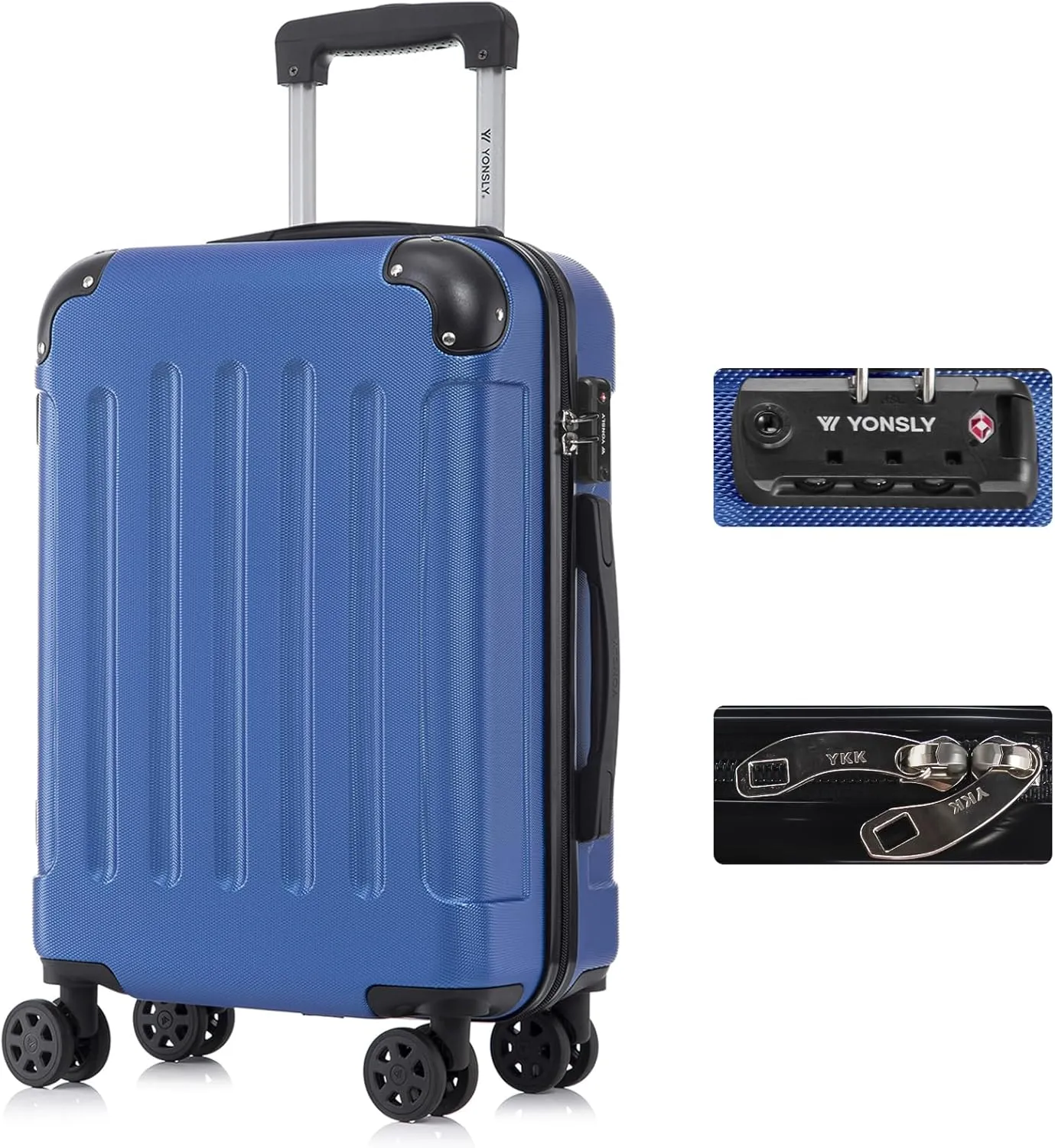 Premium Travel Suitcase, TSA Lock, YKK Zip, Hard Shell Suitcase, Trolley, Cabin Suitcase, Hand Luggage, 4 Wheels (Sapph…