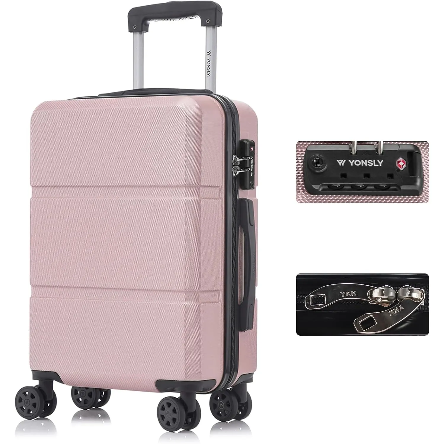 Reisekoffer TSA-Schloss, YKK-Reißverschluss Hartschalen-Koffer Trolley Kabinenkoffer Rollkoffer Suitcase Handgepäck 4 R…