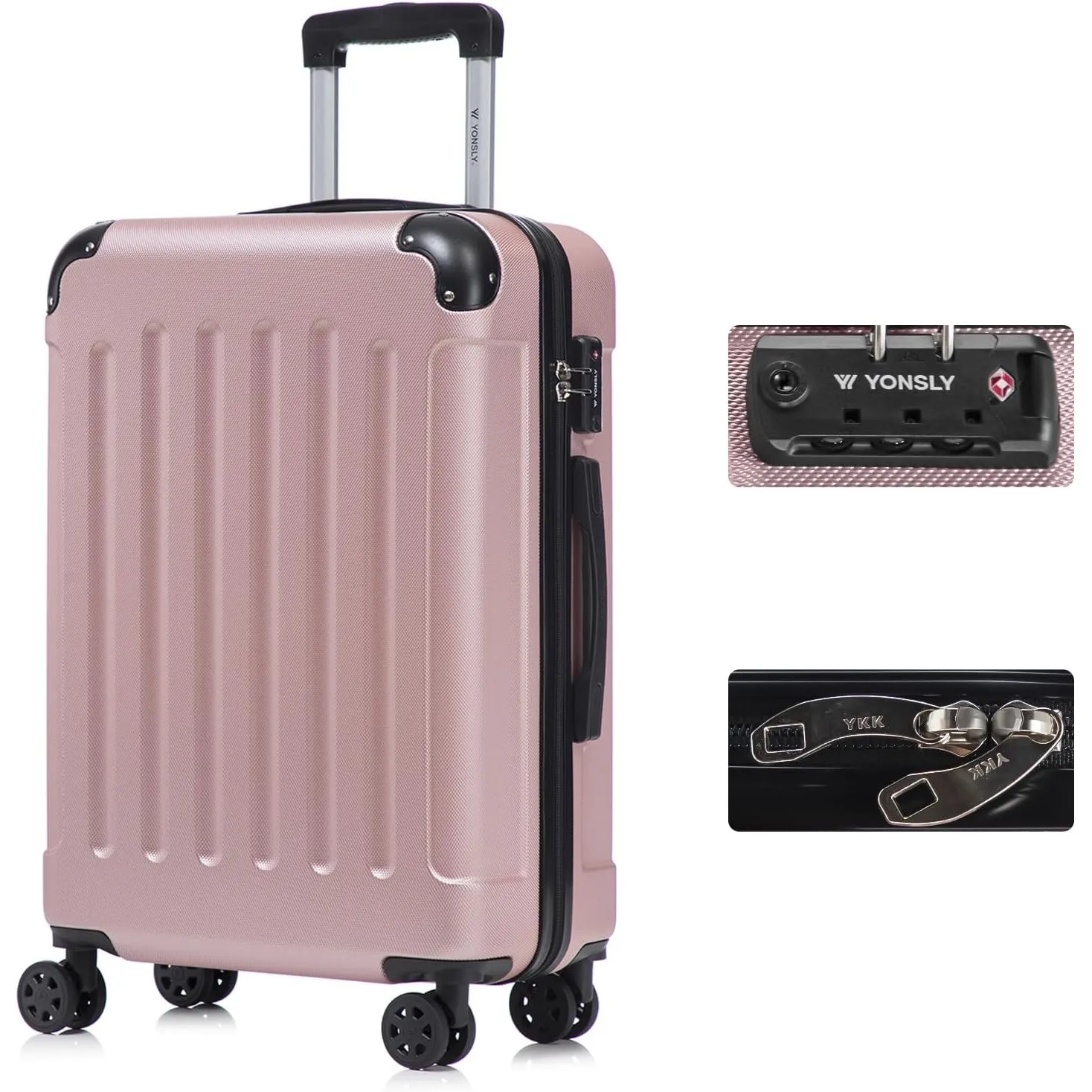Premium Reisekoffer TSA-Schloss,YKK-Reißverschluss Hartschalen-Koffer Trolley Rollkoffer Suitcase Handgepäck 4 Rollen (…