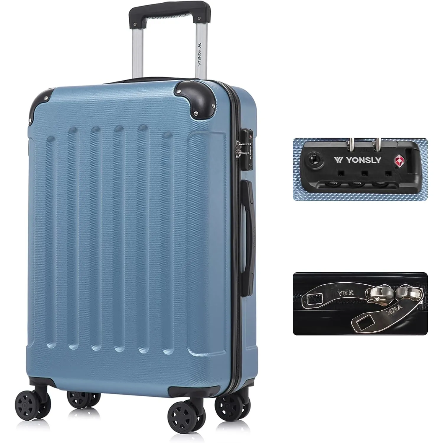Premium Reisekoffer TSA-Schloss,YKK-Reißverschluss Hartschalen-Koffer Trolley Rollkoffer Suitcase Handgepäck 4 Rollen (…