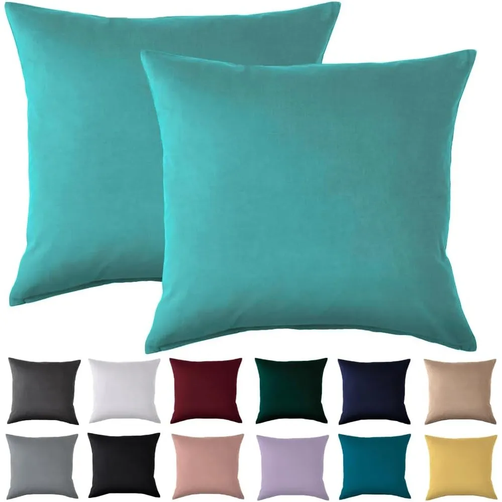 Kissenbezug 40x40 2er Set - Kopfkissenbezug 40 x 40 cm Türkis Für Kissen 100% Mikrofaser Kissenhülle Bügelfrei & Knitte…