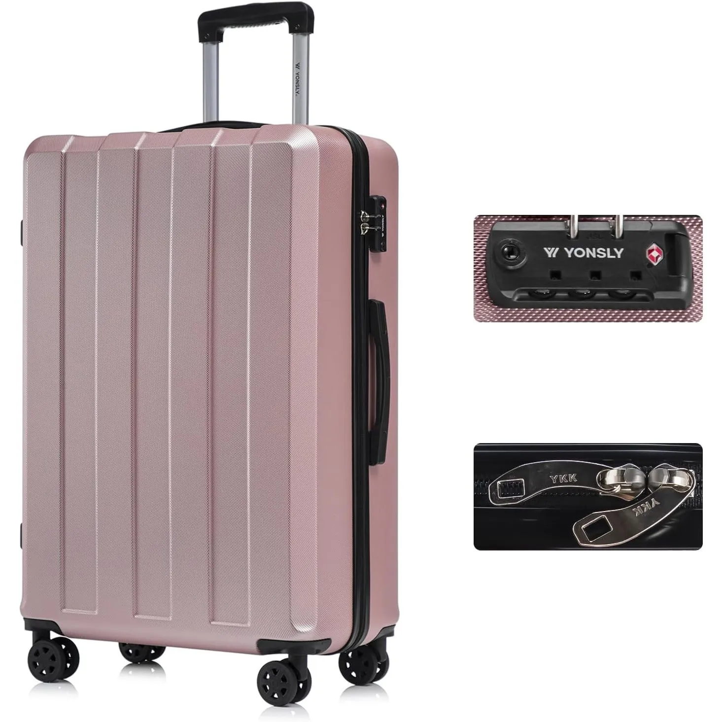 Premium Reisekoffer TSA-Schloss,YKK-Reißverschluss Hartschalen-Koffer Trolley Rollkoffer Suitcase Handgepäck 4 Rollen (…