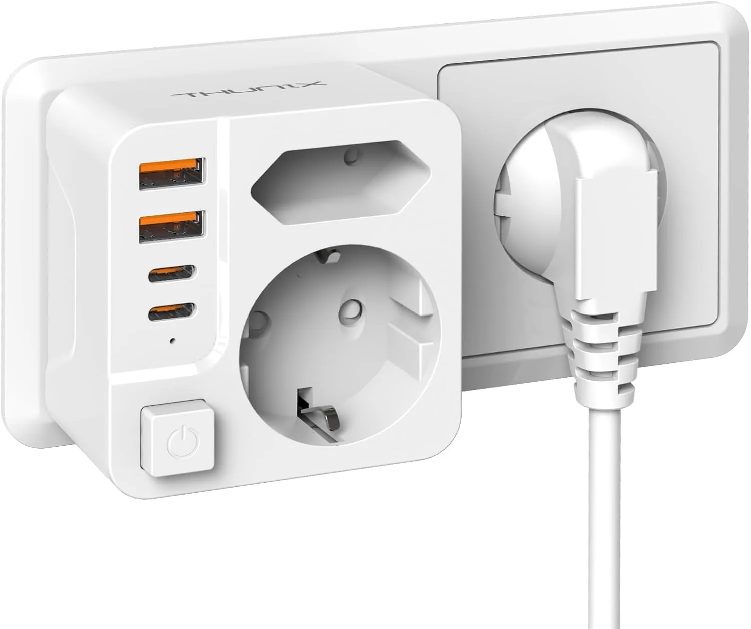 Doppelstecker für Steckdose, Mehrfachstecker mit USB C PD 20W, Kompakt 2 Fach Steckdosenadapter mit 4 USB(2 Typ-C) Mehr…