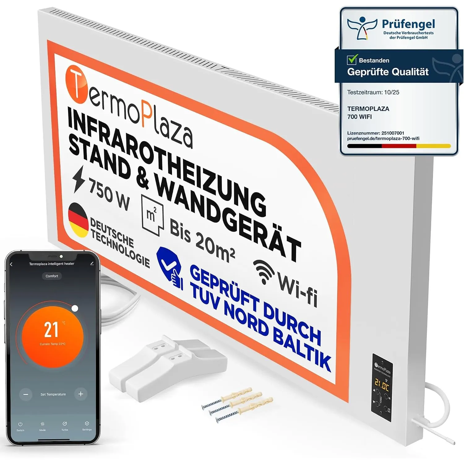 TermoPlaza Infrarotheizung Elektroheizung Standgerät Thermostat bis 20 m²
