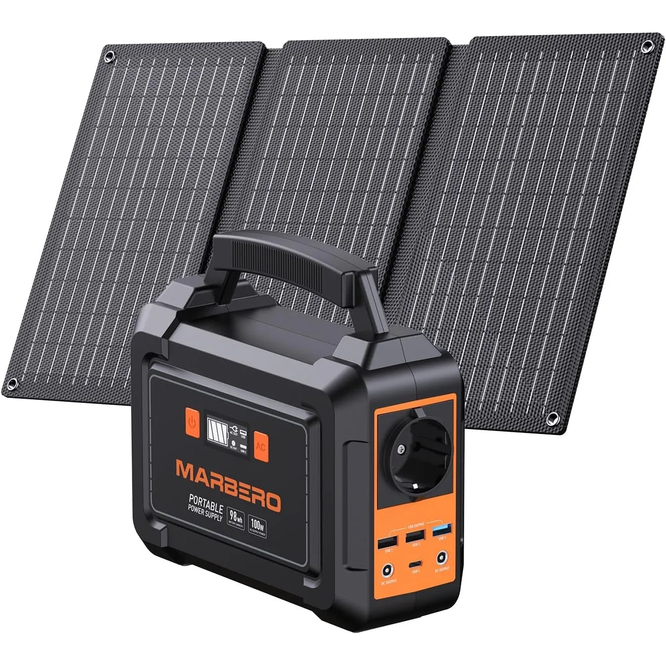 MARBERO 98Wh Tragbare Powerstation mit 30W Solar Panel zum Camping
