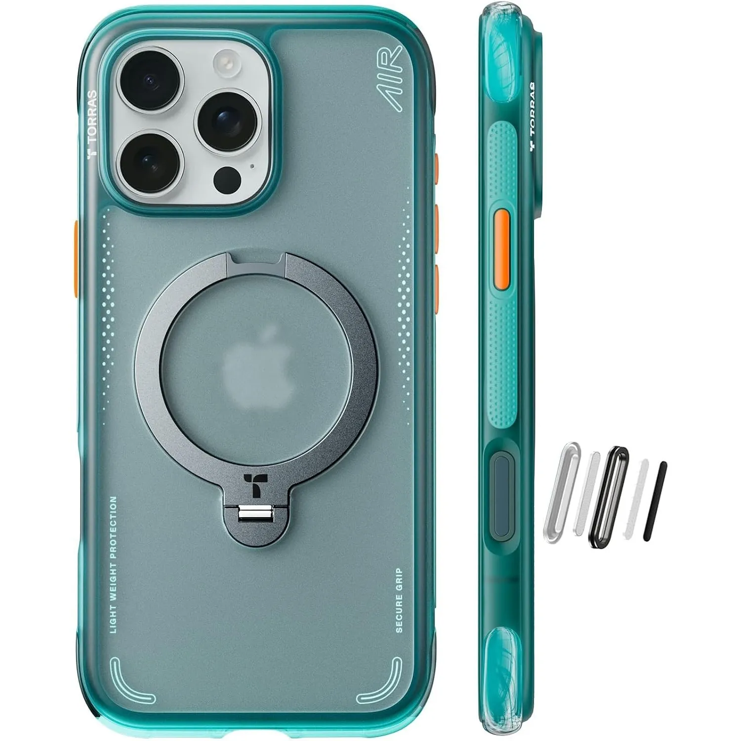 TORRAS Ostand Q3 Air für iPhone 16 Pro Max Hülle mit echten Airbags Doppelter Schutz (360° Magnetischer Robust Ständer)…
