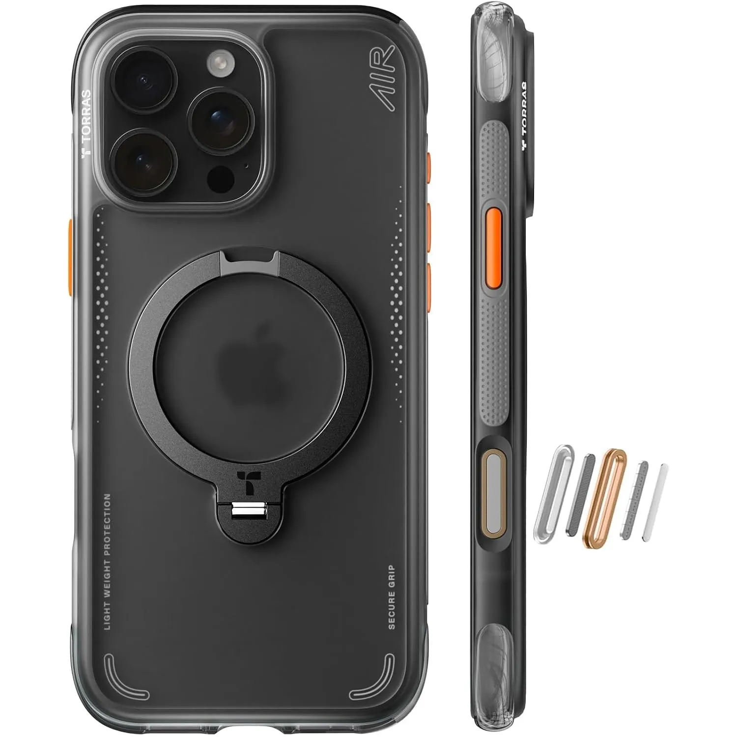 TORRAS Ostand Q3 Air für iPhone 16 Pro Hülle, Schwarz